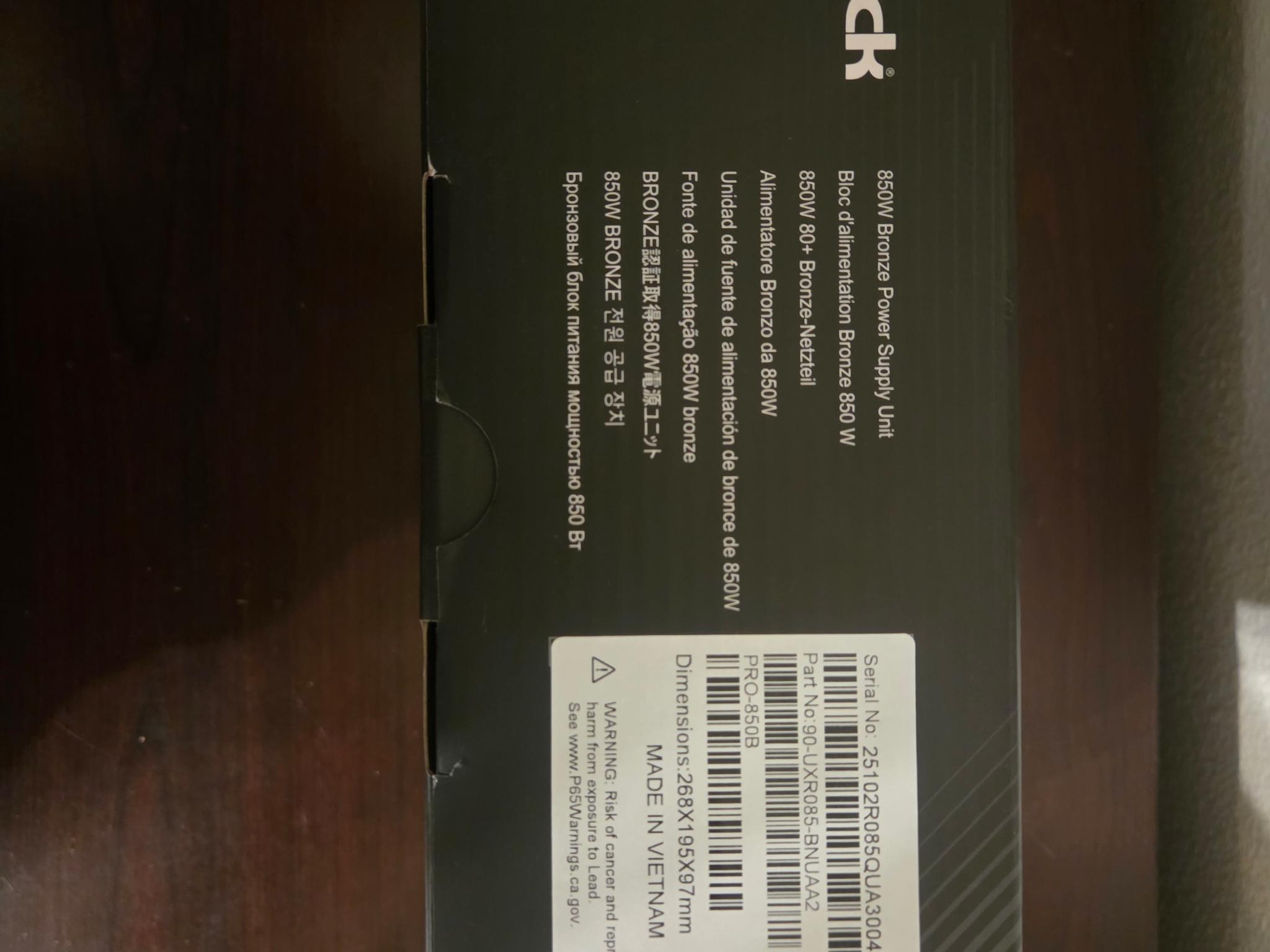Pro-850B "Pro Series Power Supply" ASROCK