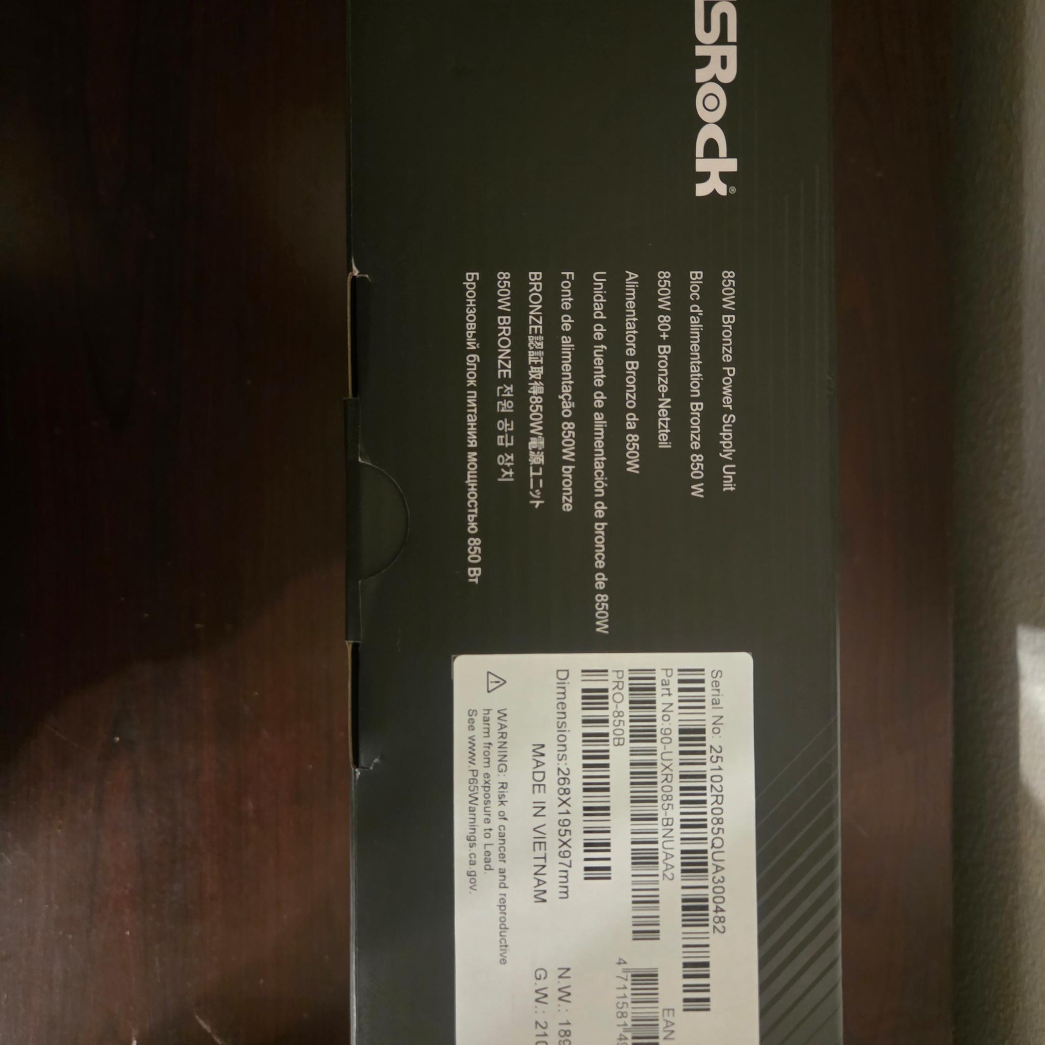 Pro-850B "Pro Series Power Supply" ASROCK