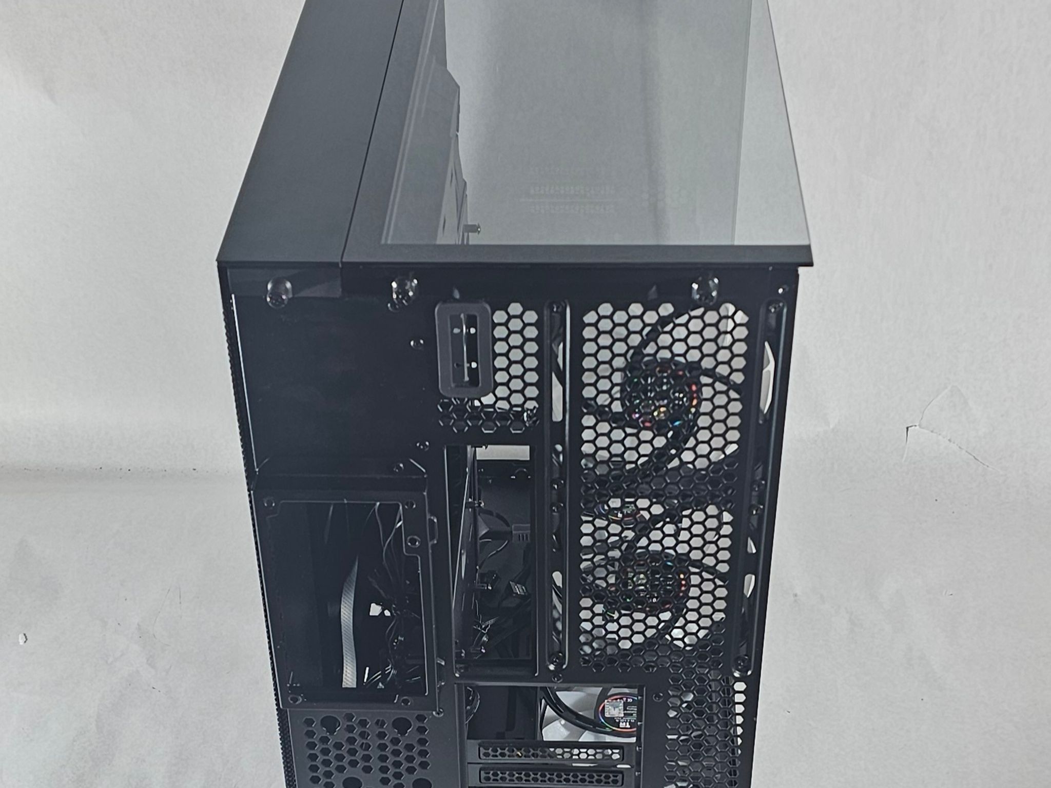 Black PC Case with Tempered Glass w/ 5 Fans