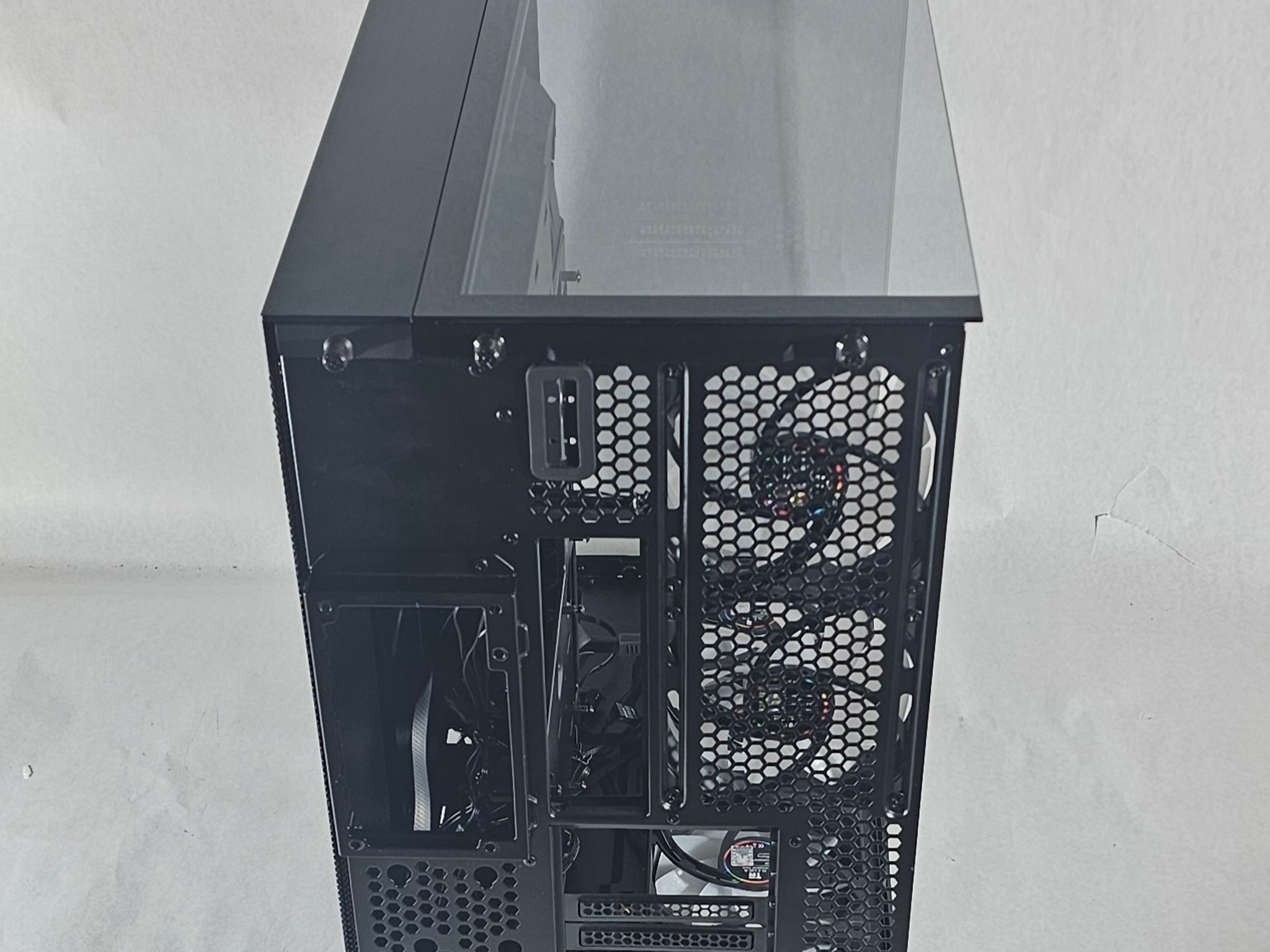 Black PC Case with Tempered Glass w/ 5 Fans