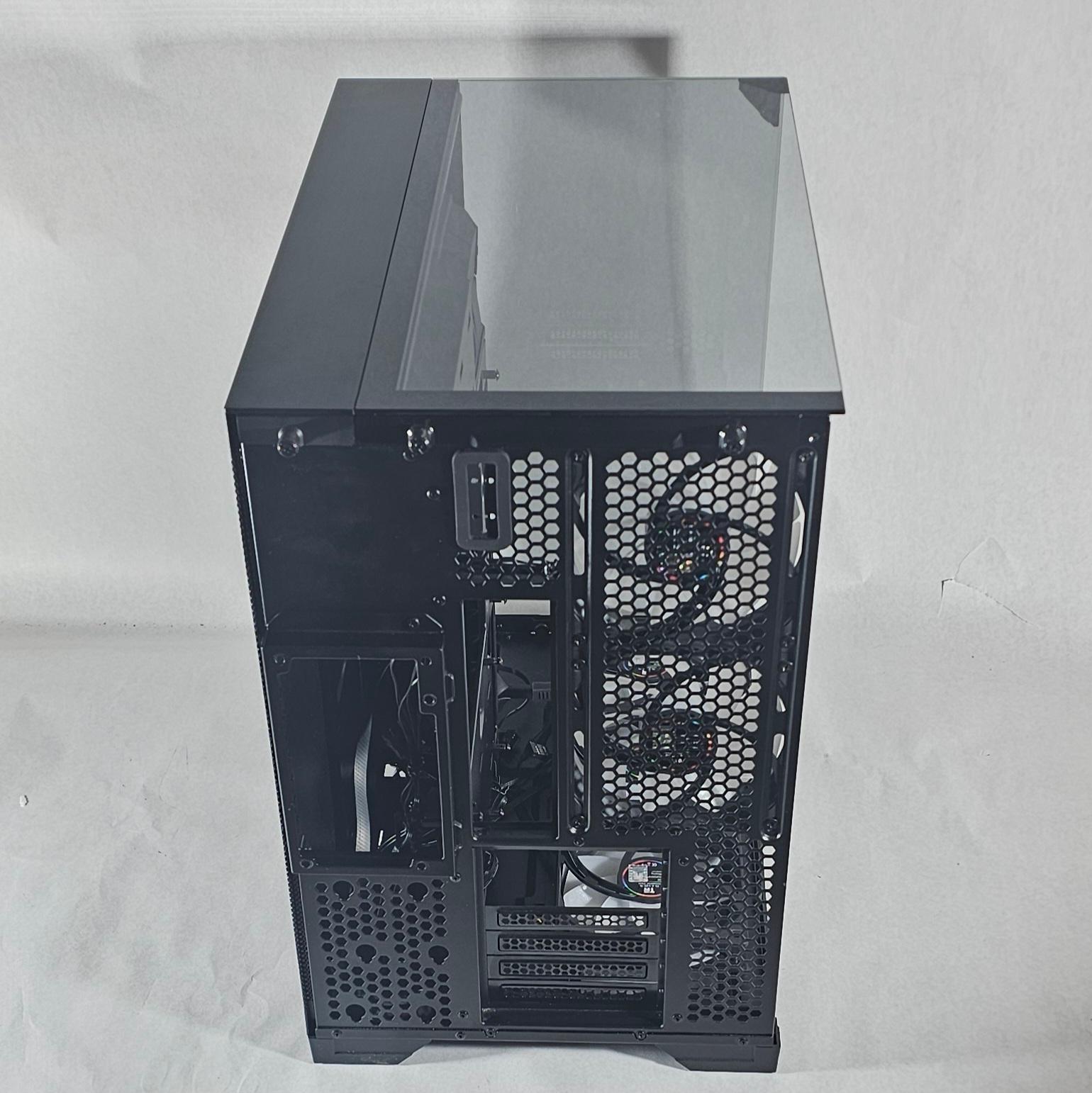 Black PC Case with Tempered Glass w/ 5 Fans