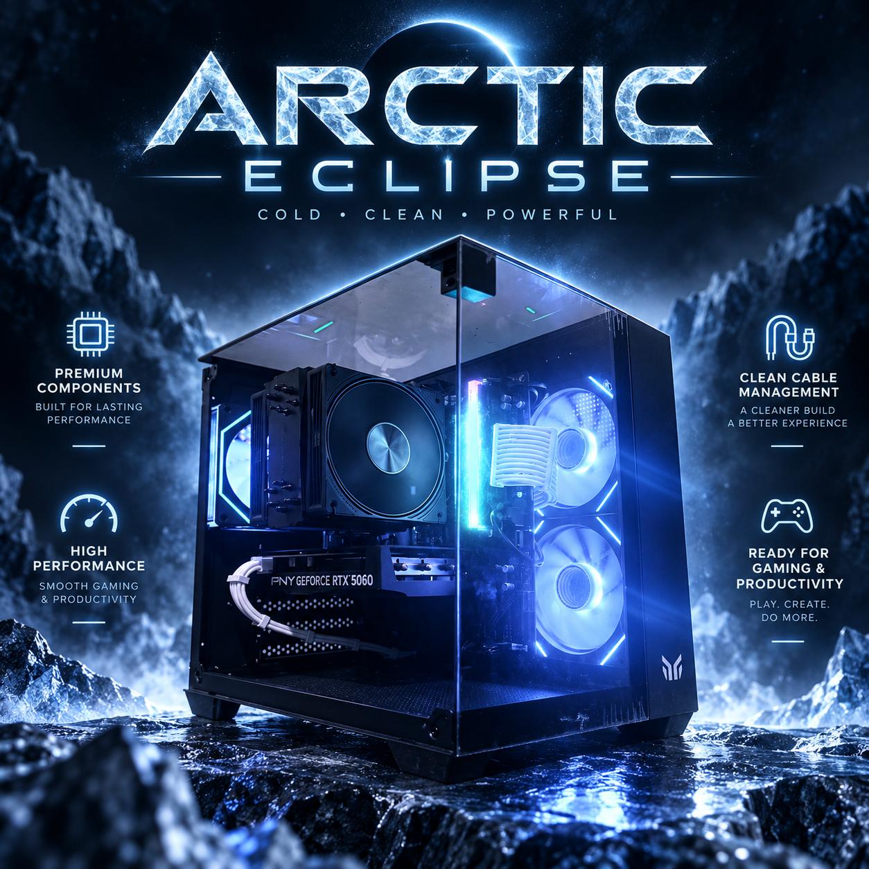 🌈"Arctic Eclipse"⚪️ | 1080p Gaming | RTX 5060 | Ryzen 5 8400F | 16GB DDR5 | 1TB SSD | Free Shipping