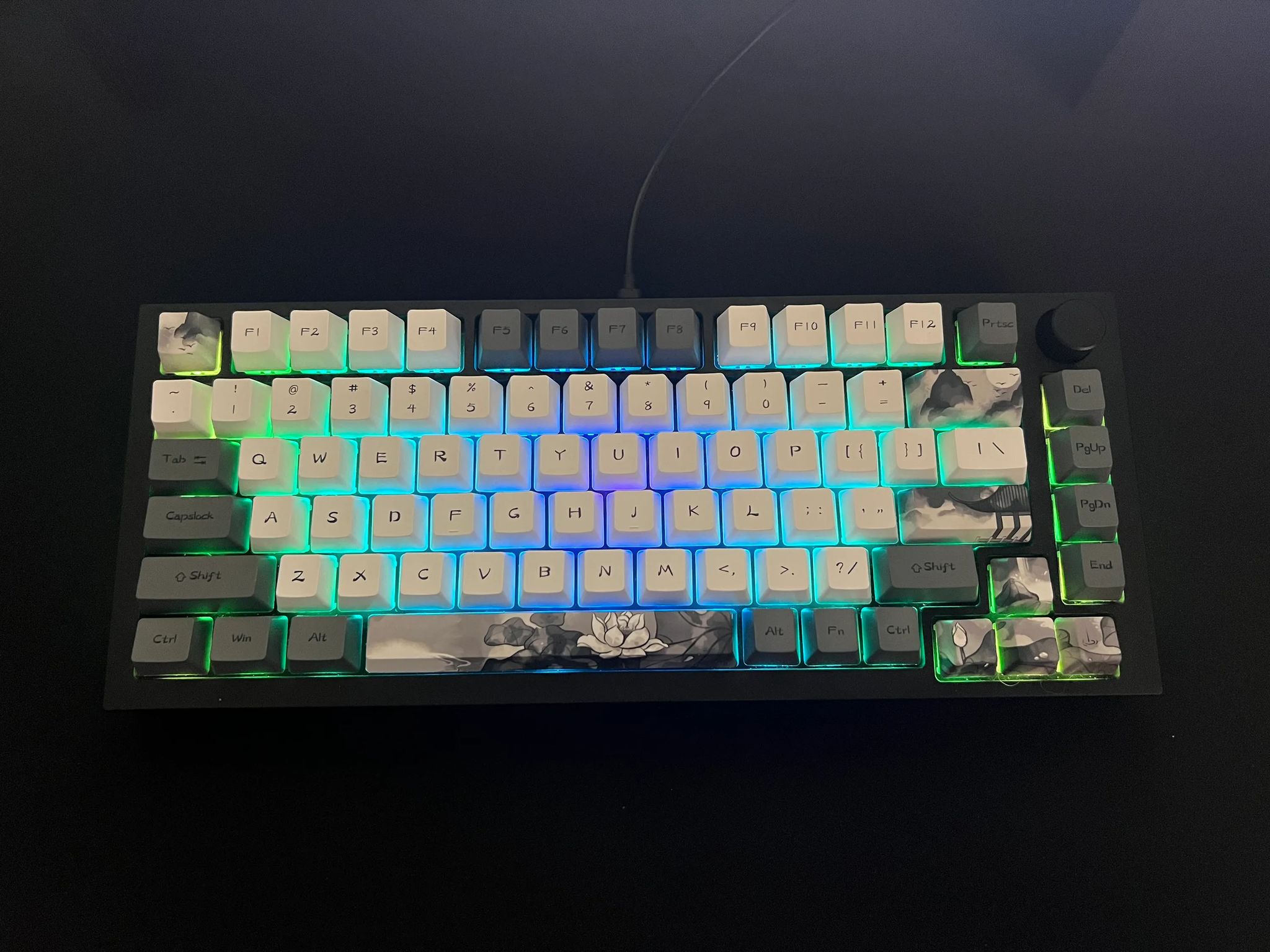 Glorious Gmmk Pro Full Aluminum Custom Keyboard | ⚪️🌸 White Lotus 🌸⚪️