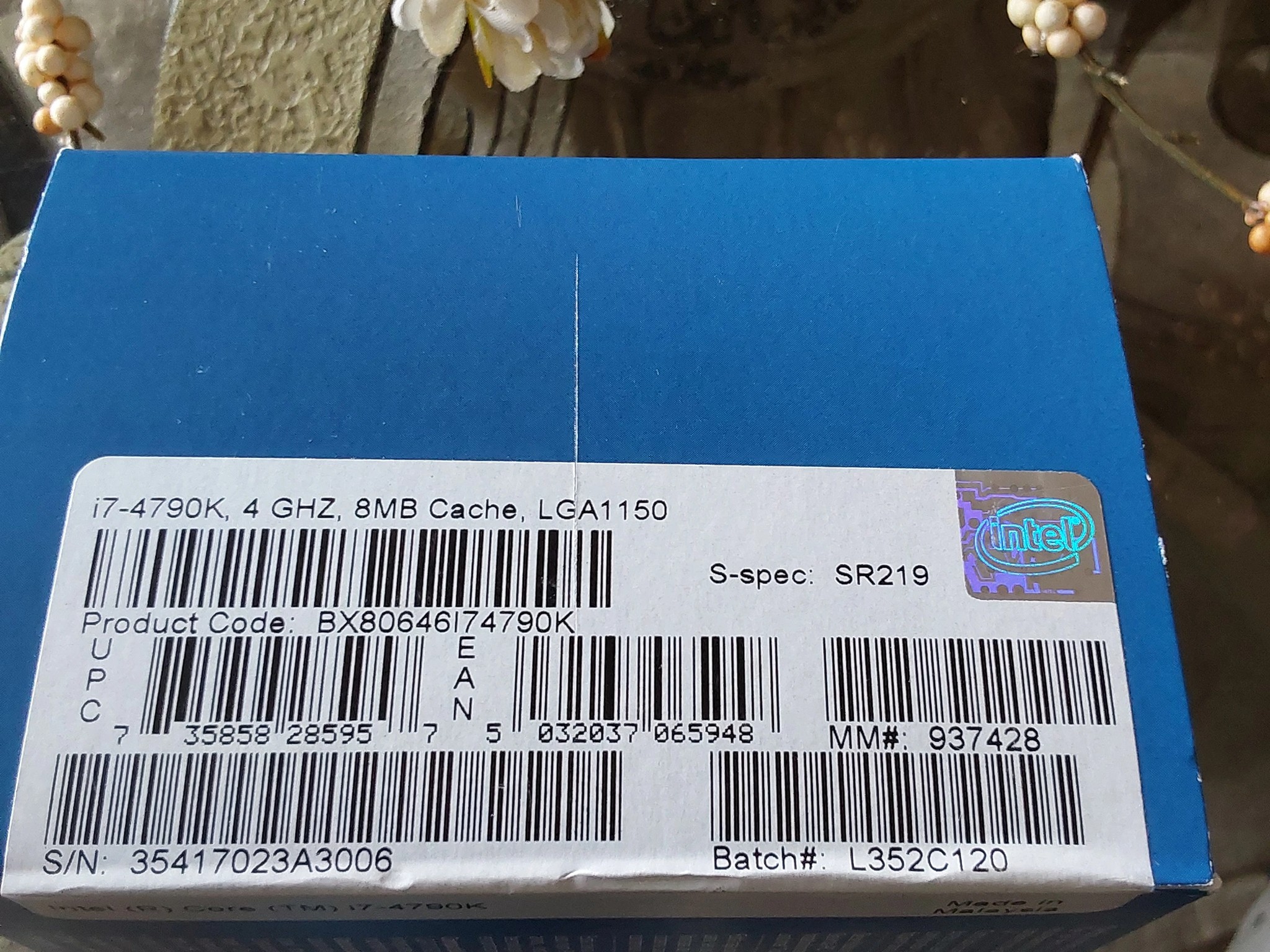 Intel i7 4790k 4.0GHz CPU and Heatsink/Fan in Original Retail Box