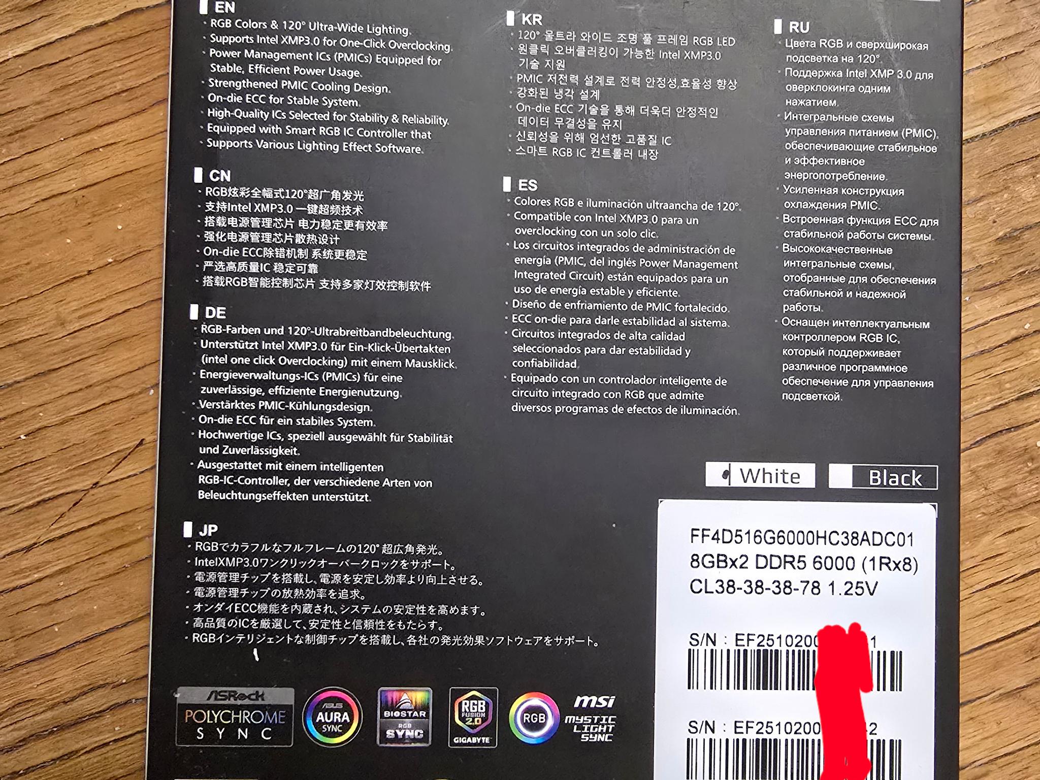 Team Group 16GB (2 x 8GB) 288-Pin PC RAM DDR5 6000 (PC5 48000) Model FF4D516G6000HC38ADC01