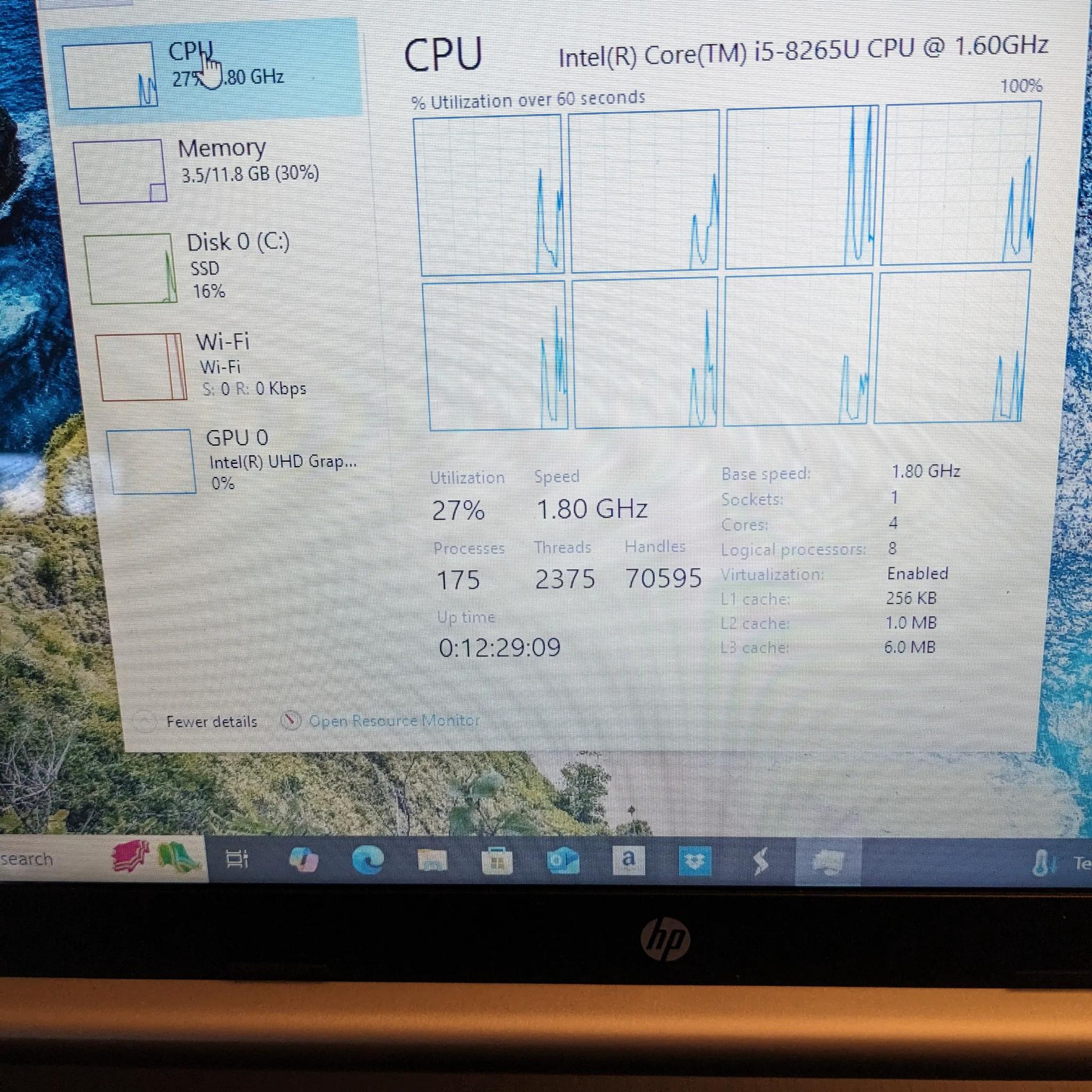 HP 15" Touch Screen i5-8265U (8 thread), 12GB RAM 256GB+Optane, Win 10, Model 15-DY0013DX -Good Cond