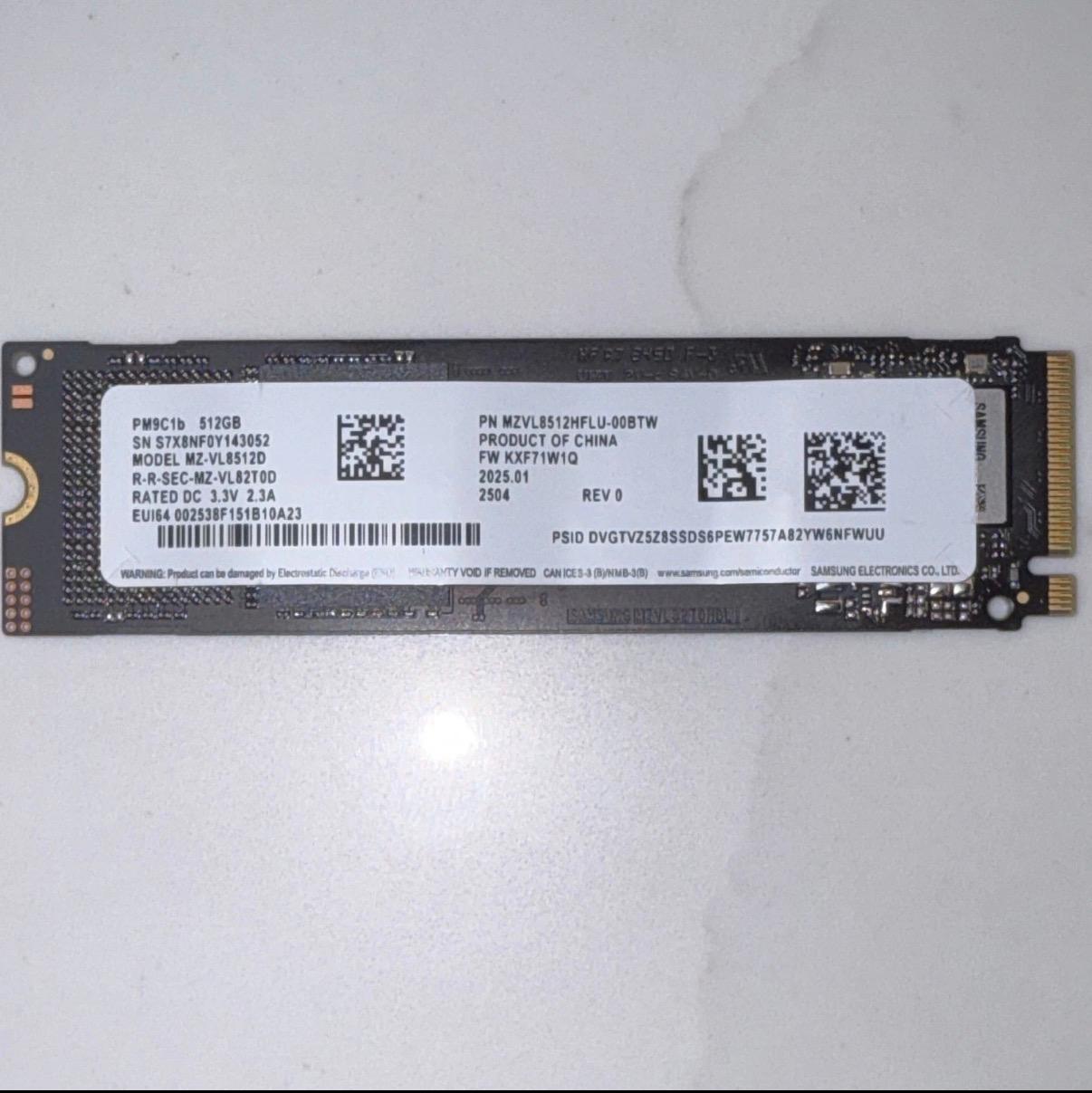 Samsung PM9C1b 512GB Internal SSD M.2 2280 (M.2) MZVL8512HFLU-00BTW