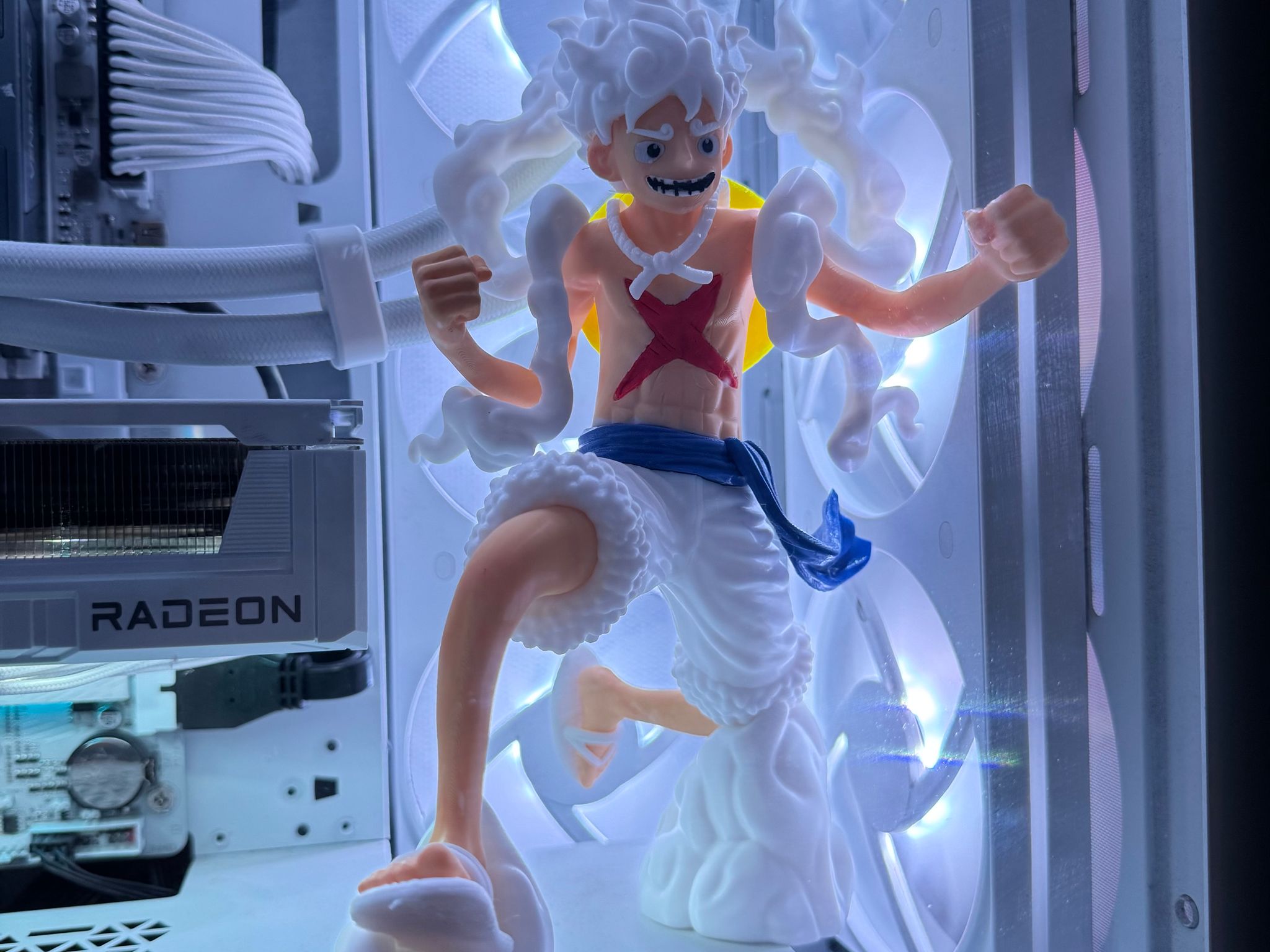 One Piece Inspired White Gaming PC | Gear 5 Theme | Ryzen 5 9600X | RX 9060 XT 16GB | 32GB DDR5 2TB