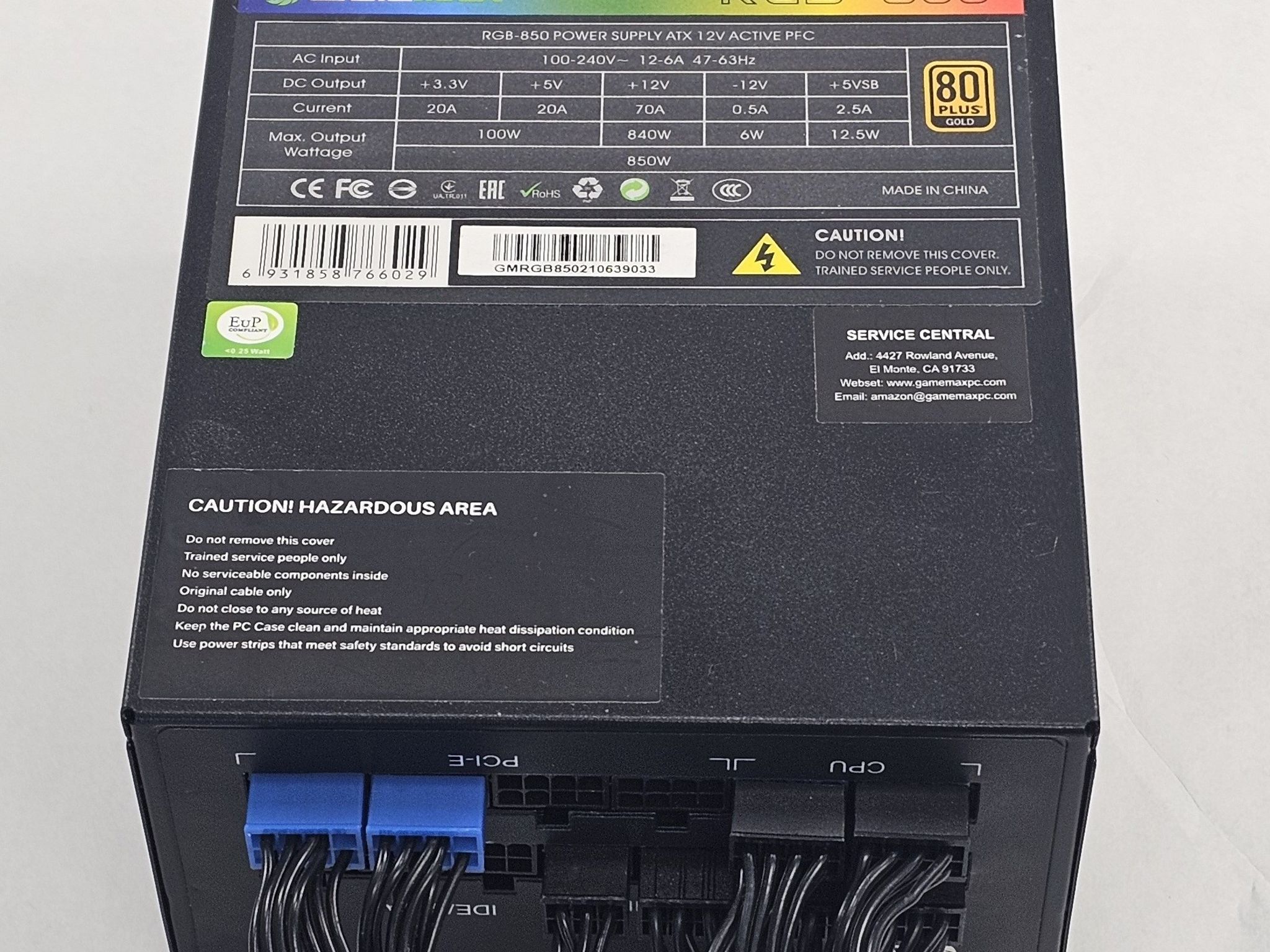 850 Watt PSU GameMax RGB-850 Power Supply
