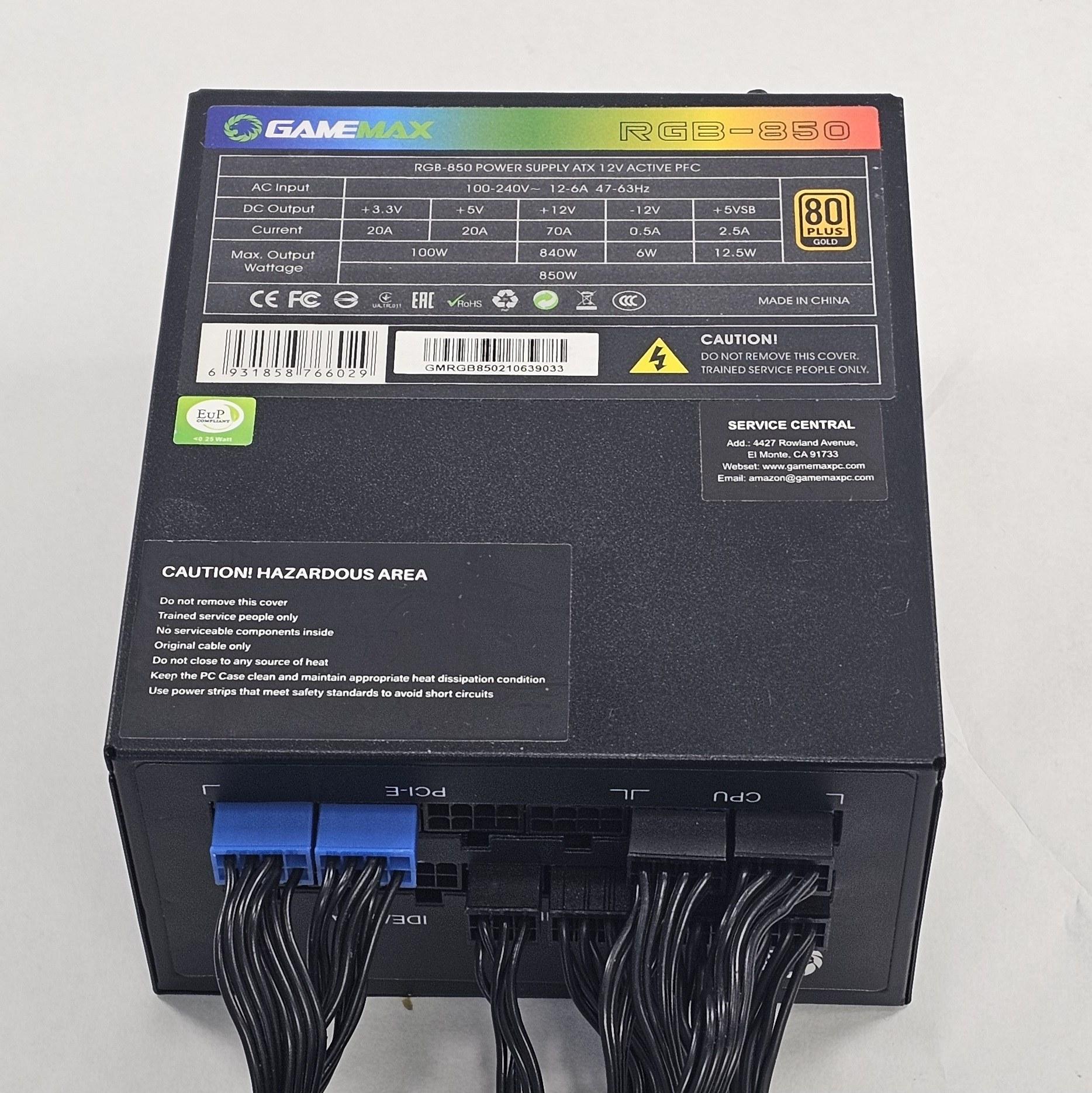 850 Watt PSU GameMax RGB-850 Power Supply