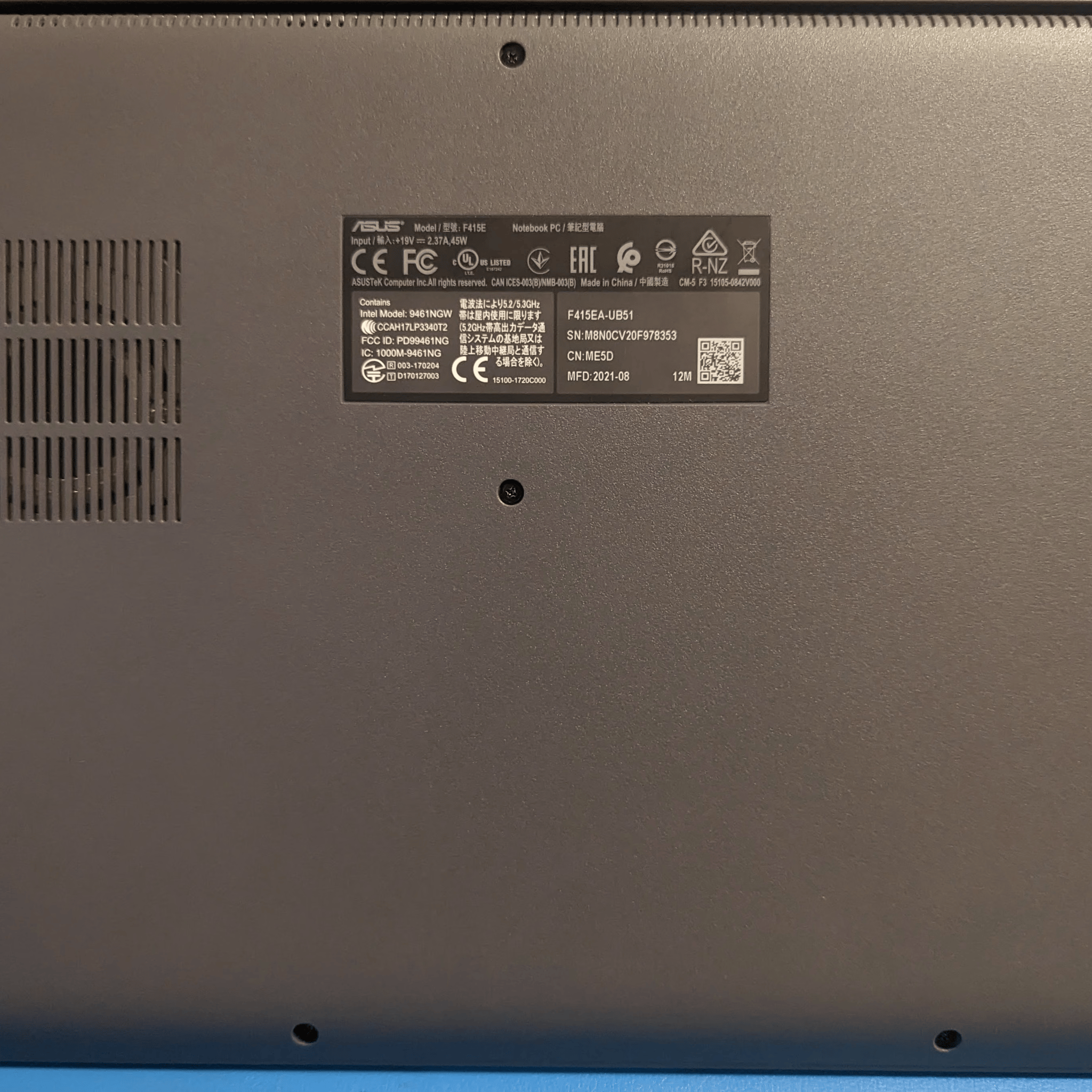 ASUS VivoBook 14" F415EA-UB51 Intel i5 1135G7 2.4GHz 256GB SSD 12GB DDR4-320