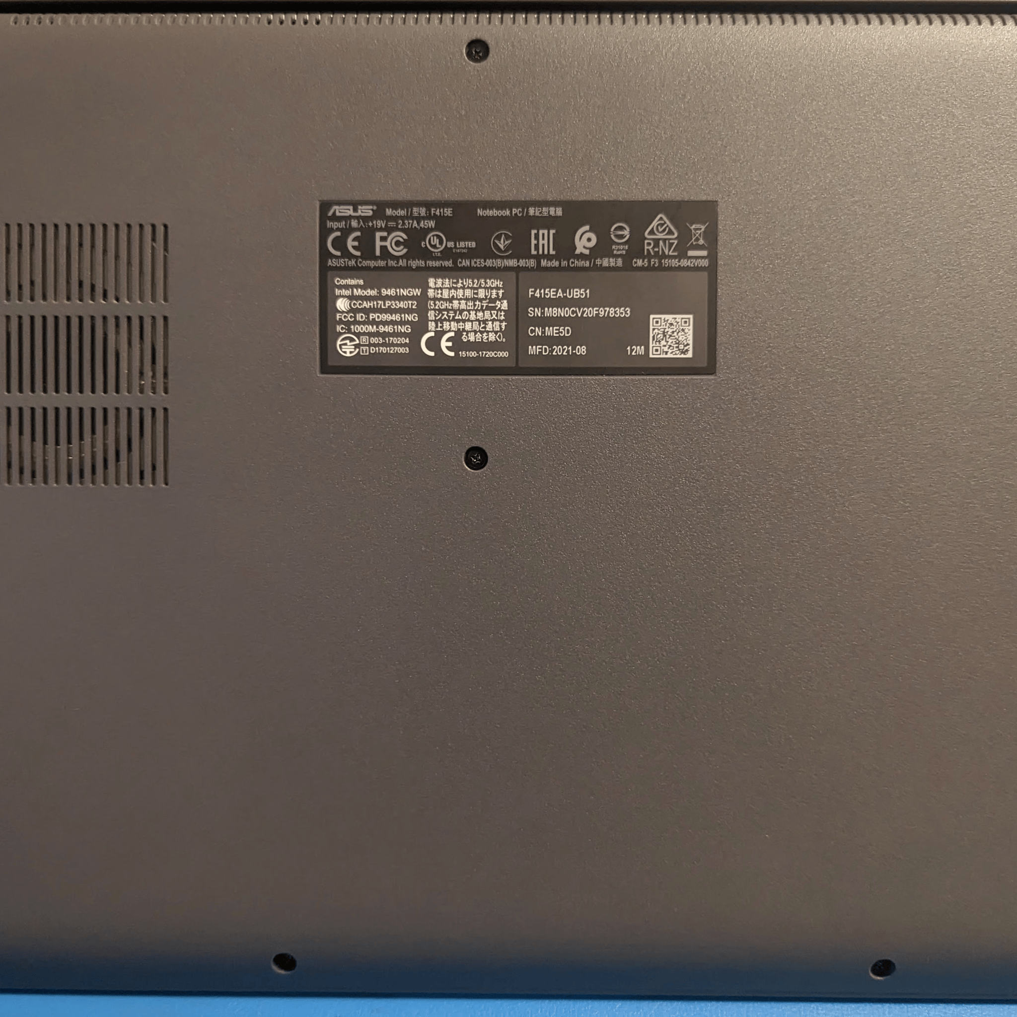 ASUS VivoBook 14" F415EA-UB51 Intel i5 1135G7 2.4GHz 256GB SSD 12GB DDR4-320