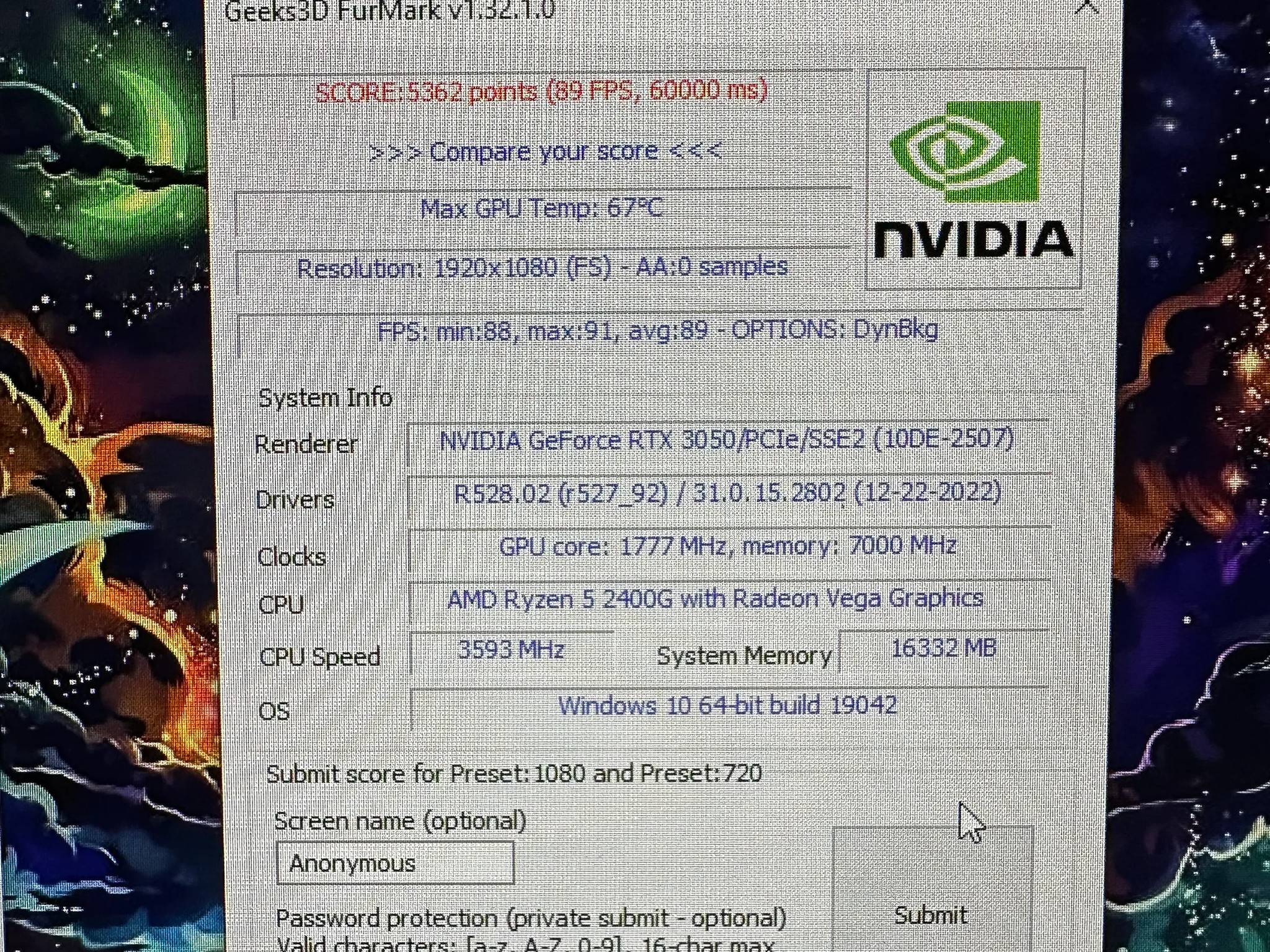 Ryzen 5 2400g/RTX 3050/16gb 3200mhz Custom Gaming PC