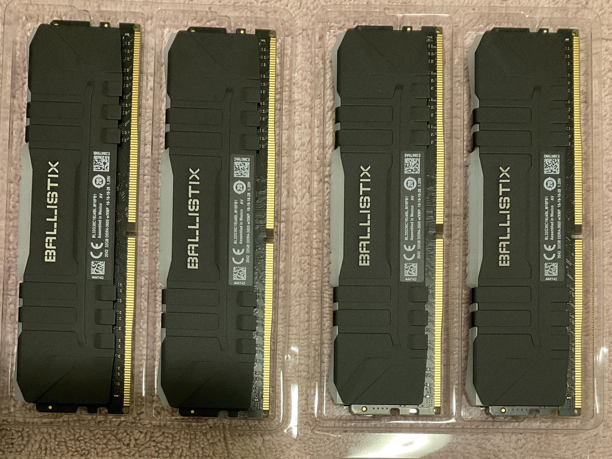 Crucial Ballistix 64GB DDR4-3600 RAM (2 kits of 64GB each, RGB variant)