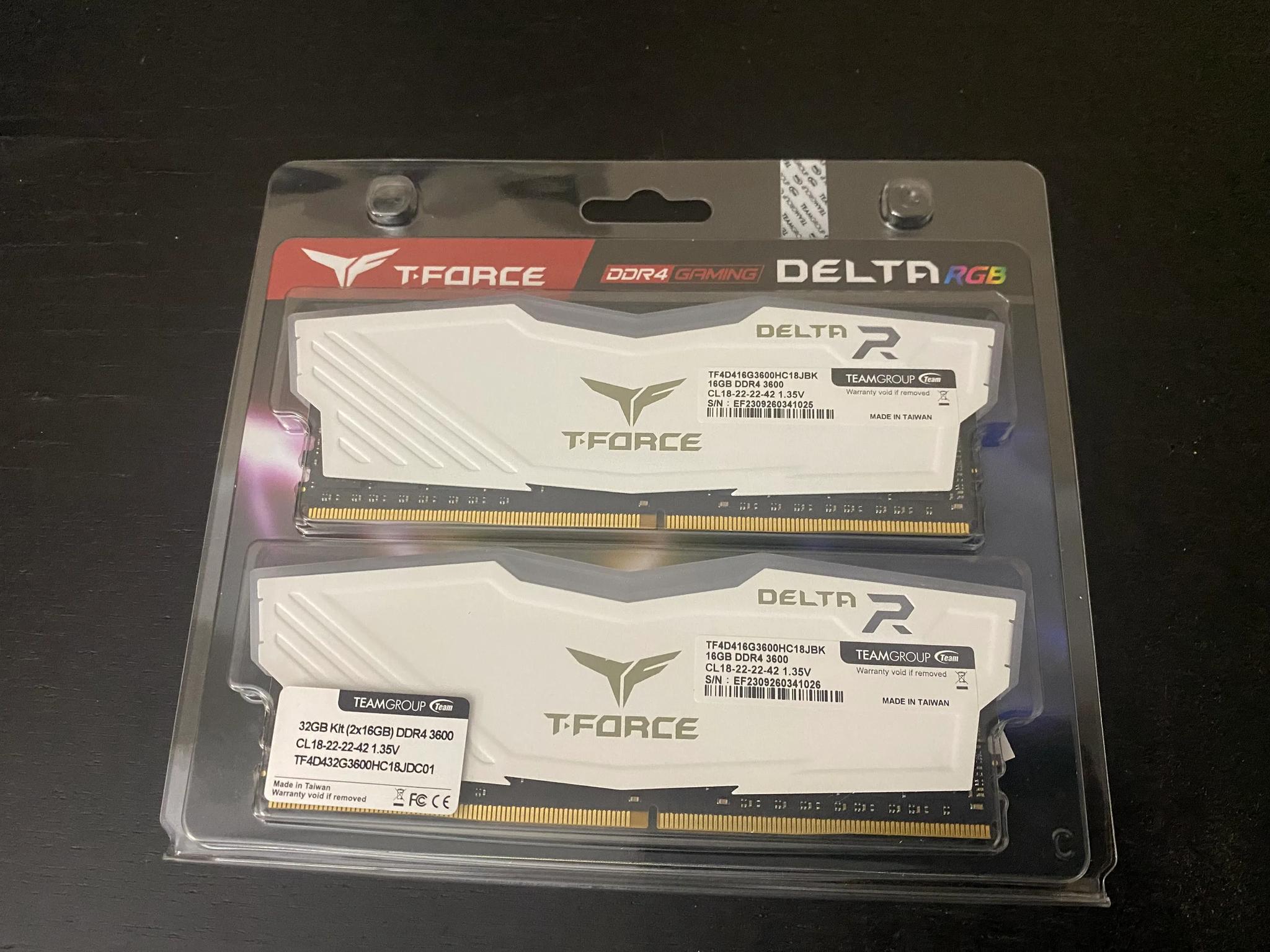 BNIB T-Force Delta RGB DDR4 32GB (2x16) 3600Mhz