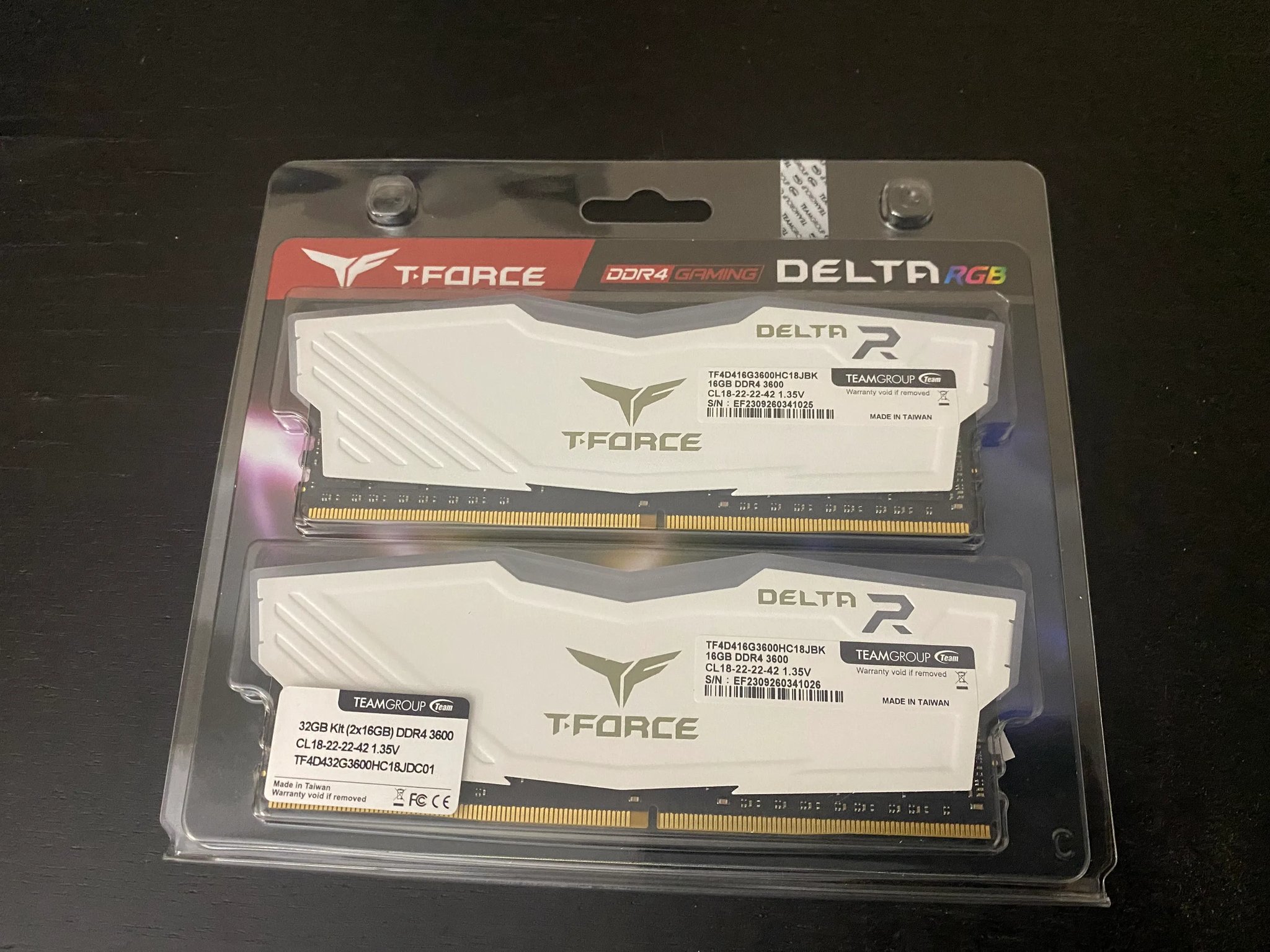 BNIB T-Force Delta RGB DDR4 32GB (2x16) 3600Mhz