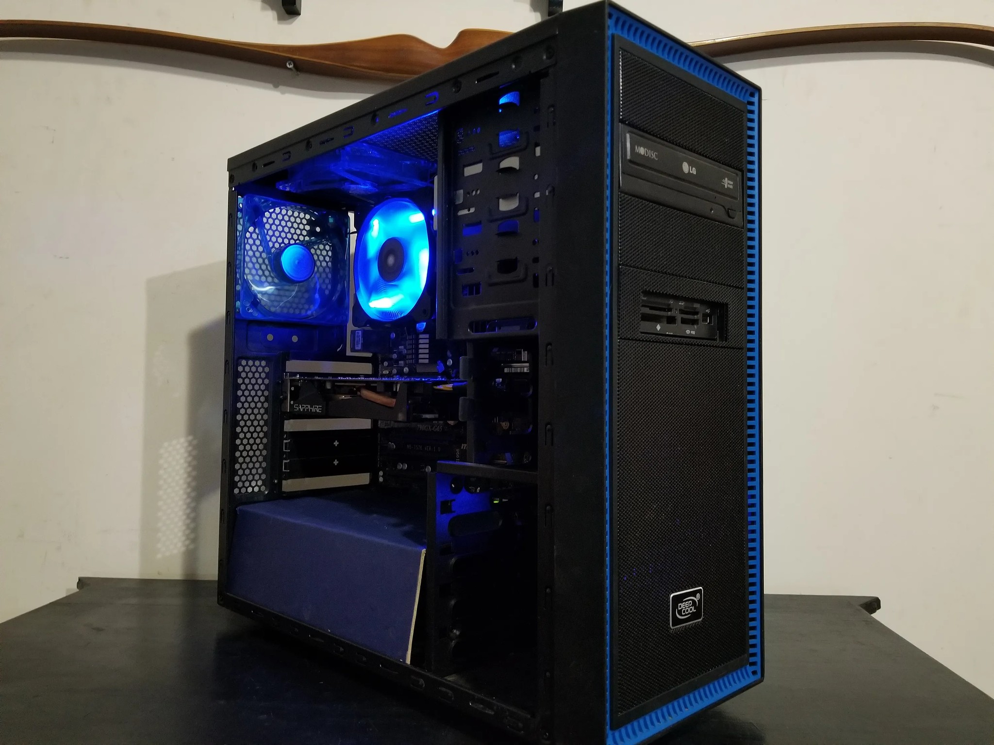  custom blue and black budget gaming pc. 