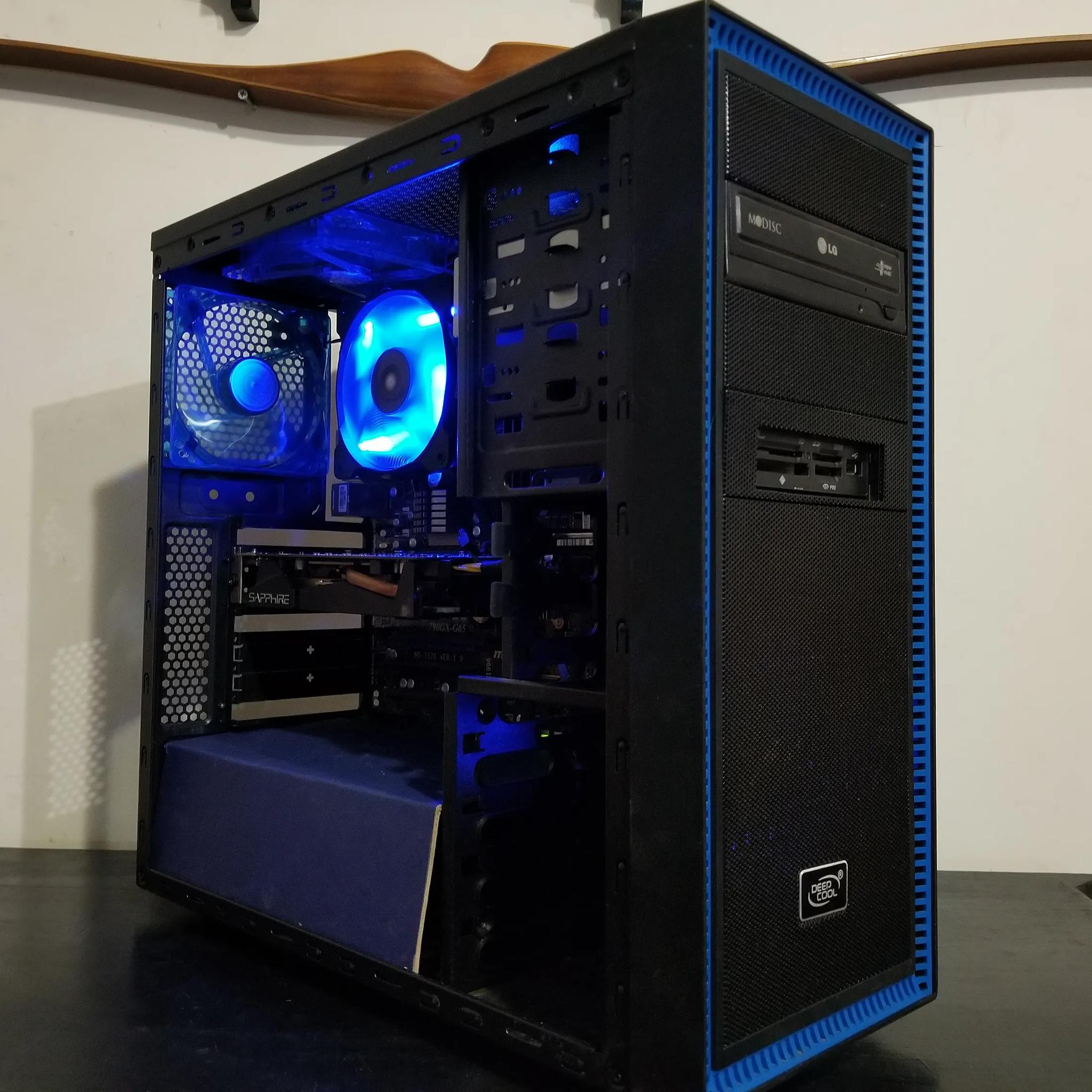  custom blue and black budget gaming pc. 