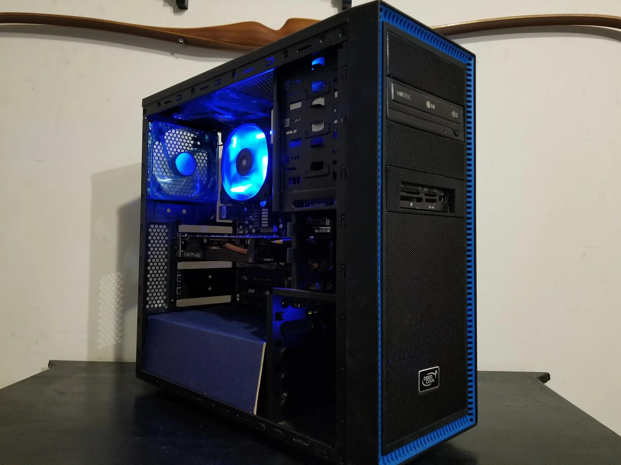  custom blue and black budget gaming pc. 