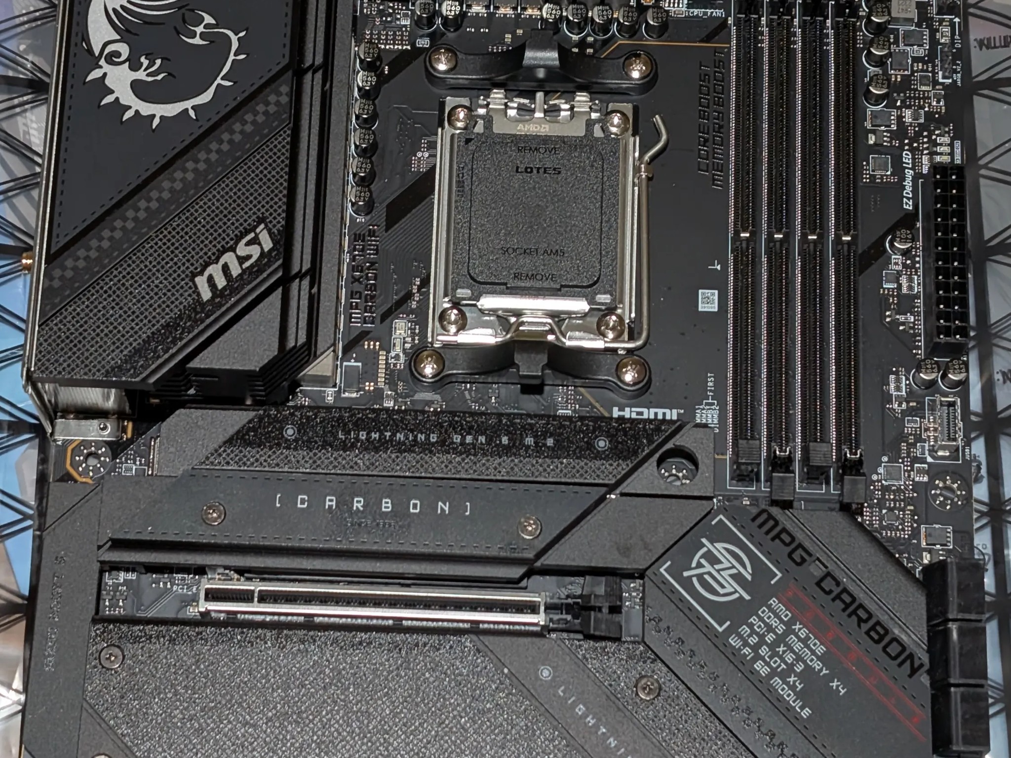 MSI MPG X670E CARBON WiFi AM5 ATX AMD Motherboard, Ryzen 9000 support