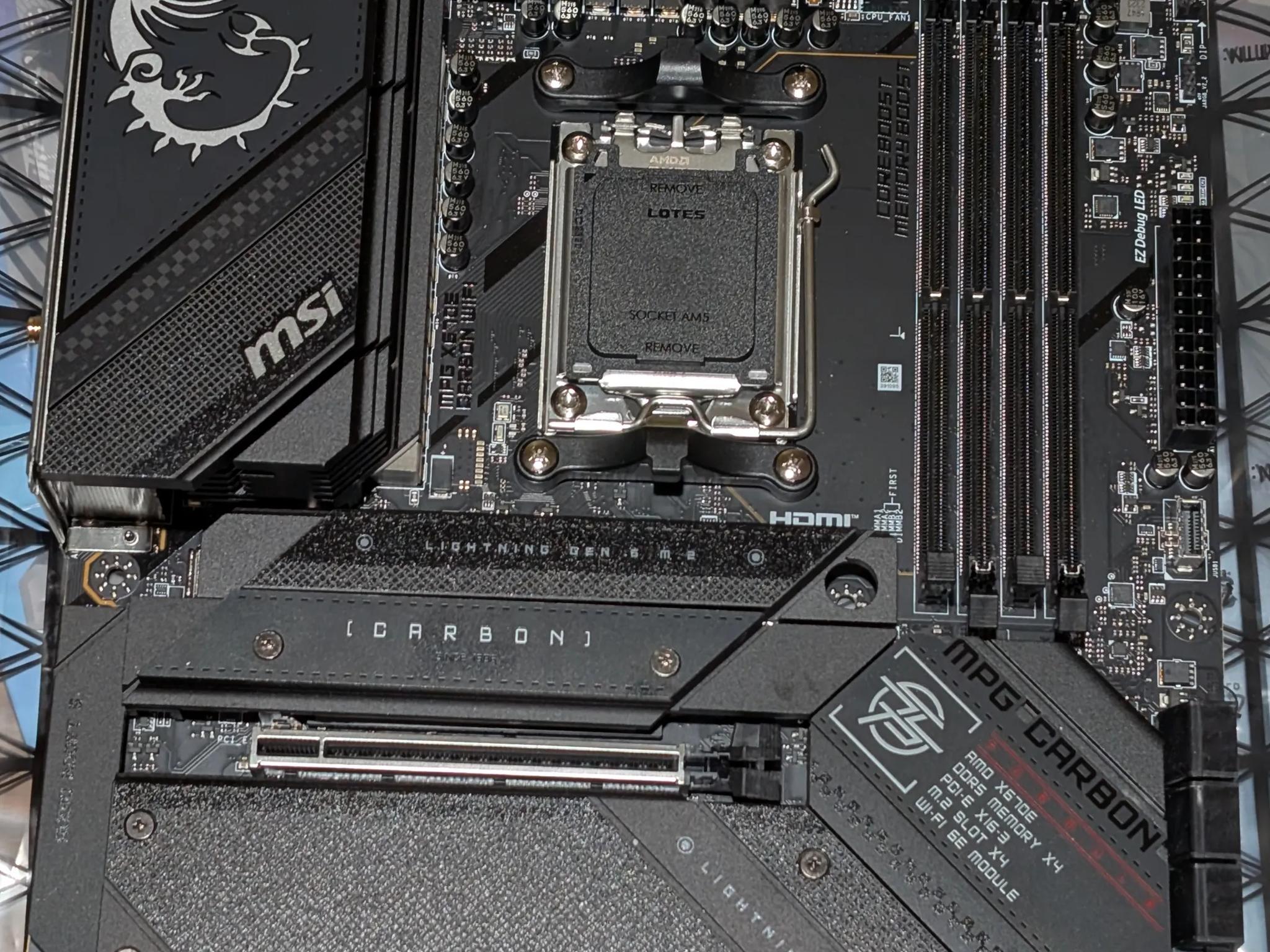 MSI MPG X670E CARBON WiFi AM5 ATX AMD Motherboard, Ryzen 9000 support