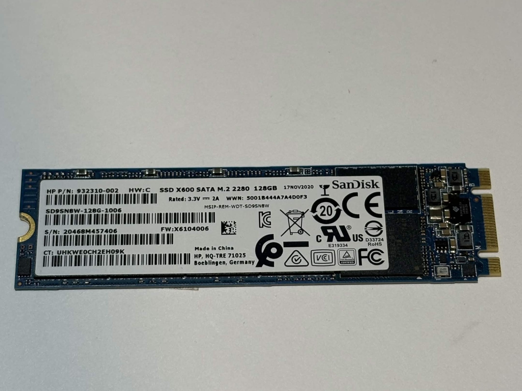 SanDisk 128GB M.2 SATA SSD 2280 99% Health