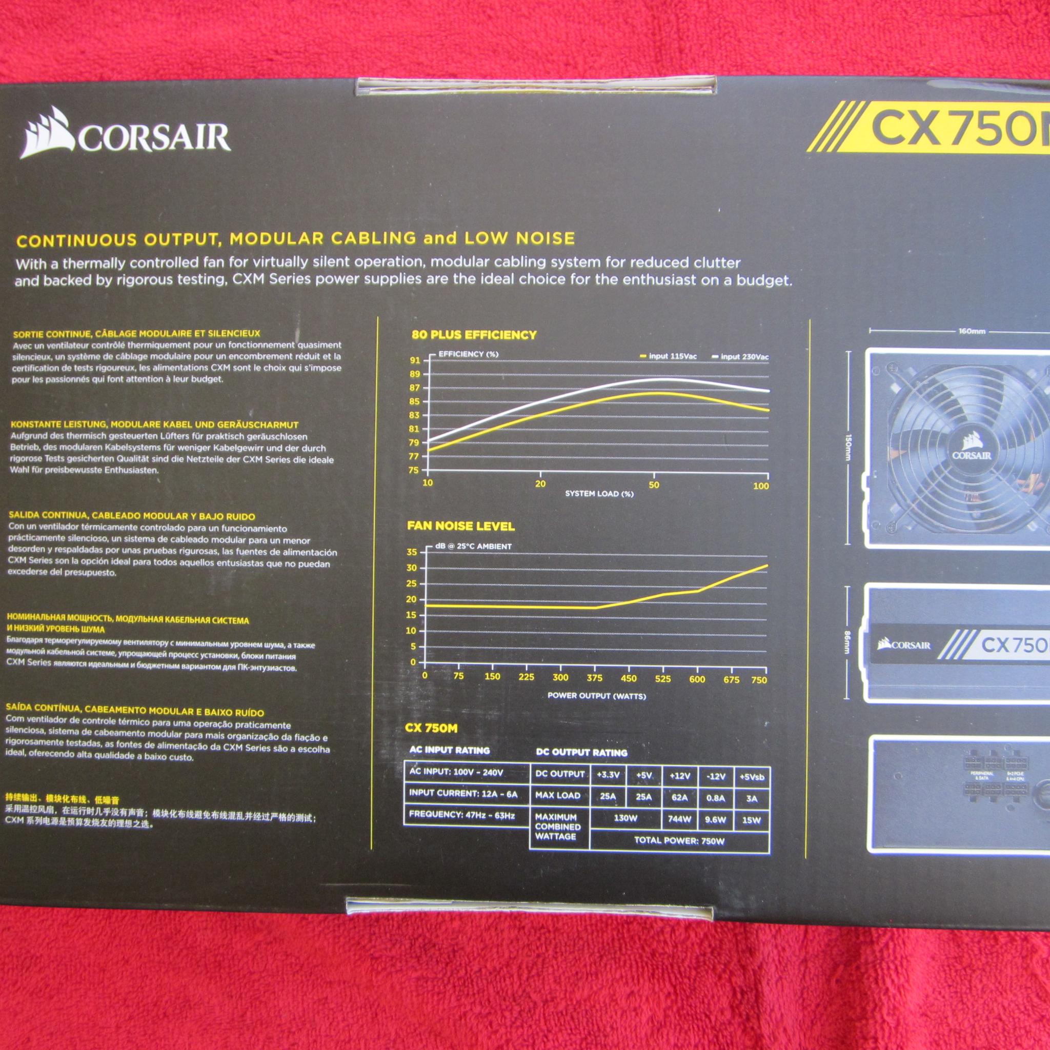 NEW! CORSAIR CX750M  80 PLUS BRONZE Semi-modular 750W Power Supply