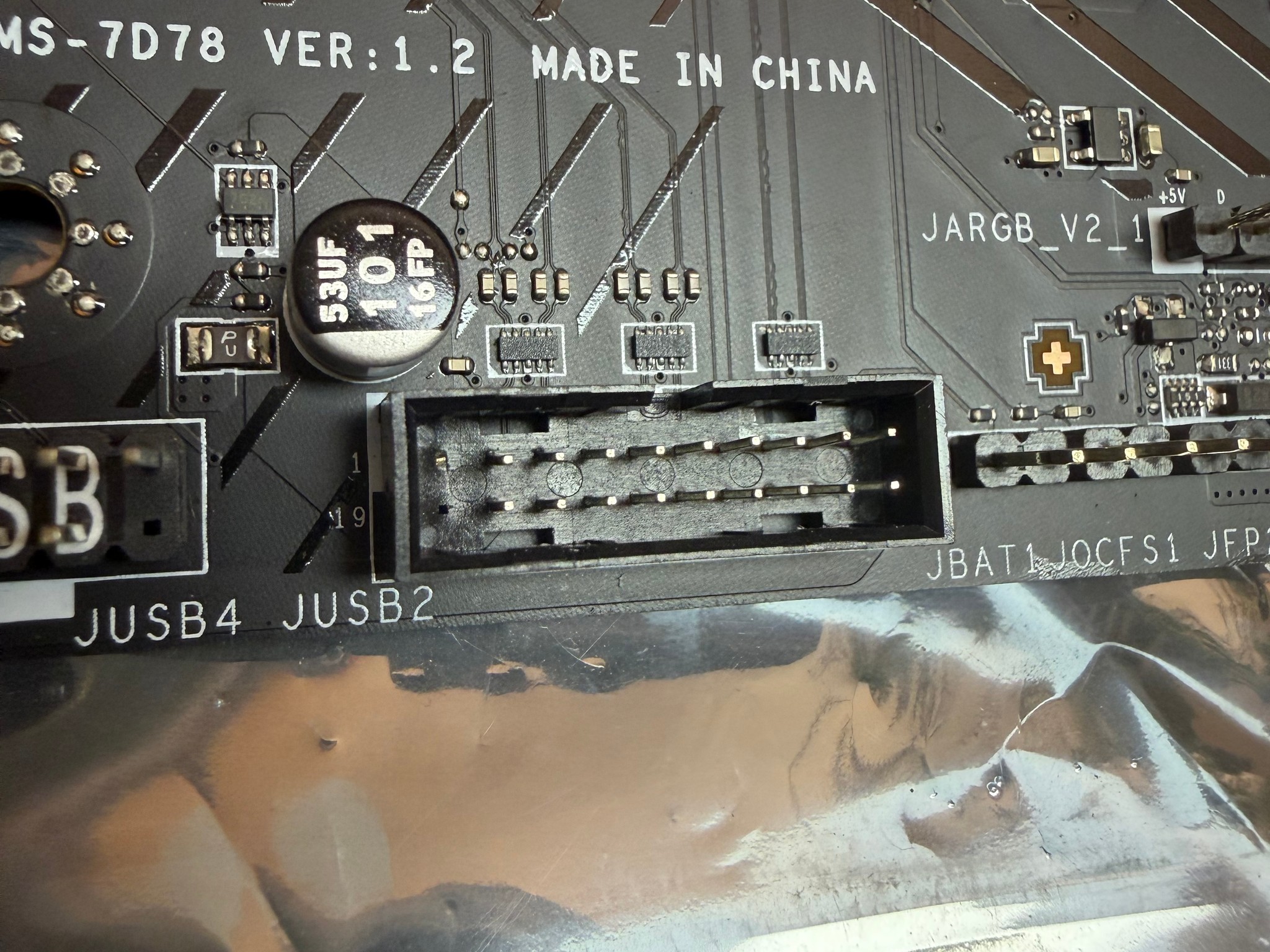 MSI PRO B650-VC WIFI AM5 Motherboard – Damaged Internal USB Header Pins