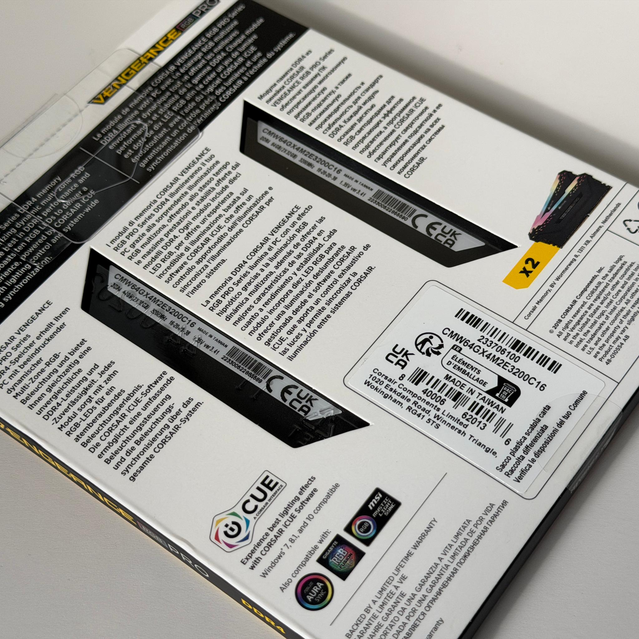 Corsair Vengeance RGB Pro 3200MHz C16 2x32GB 64GB