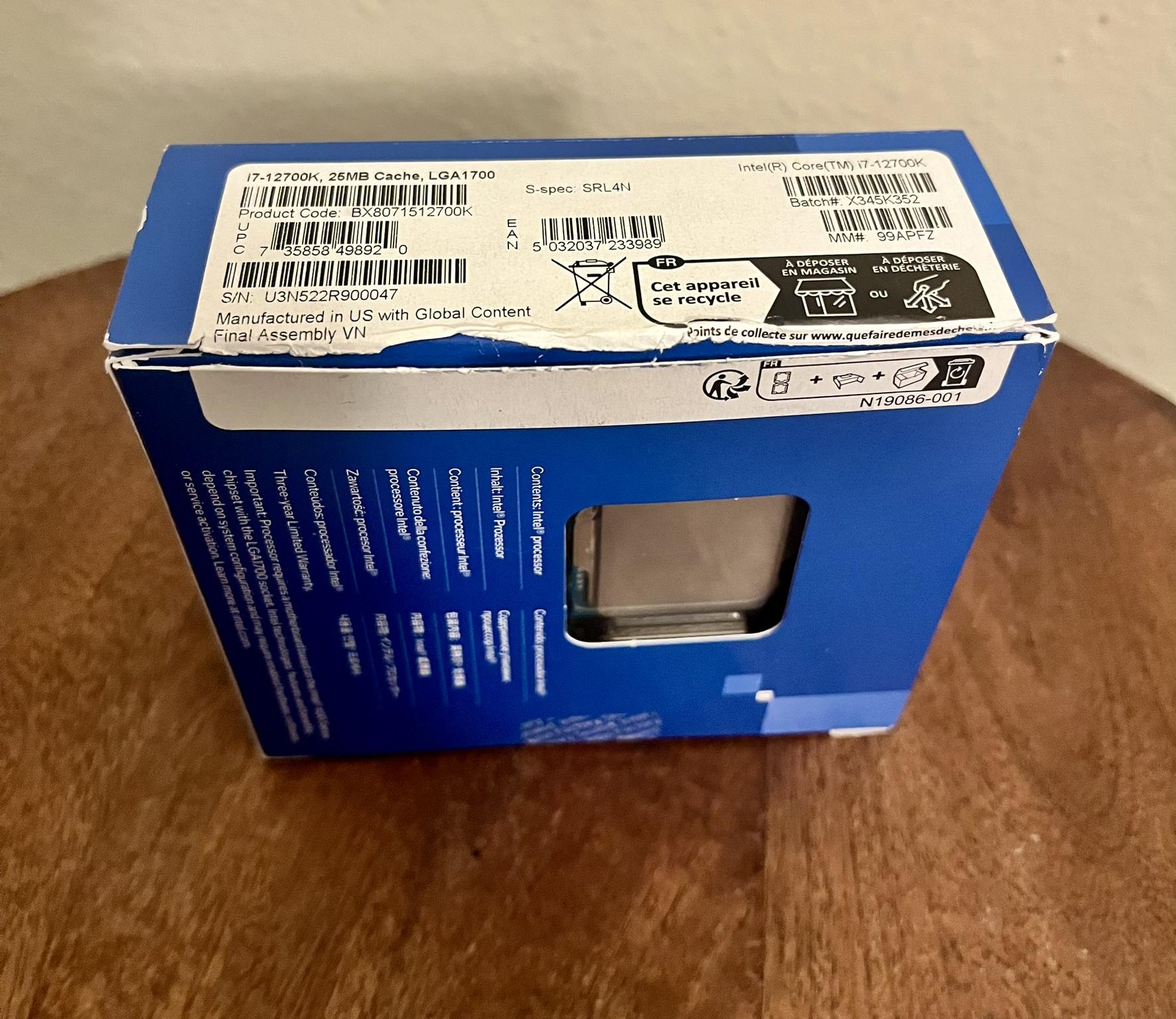 OPEN BOX Intel Core i7-12700K Alder Lake LGA 1700 12 cores (8p + 4e) 3.6 GHz up to 5.00 GHz