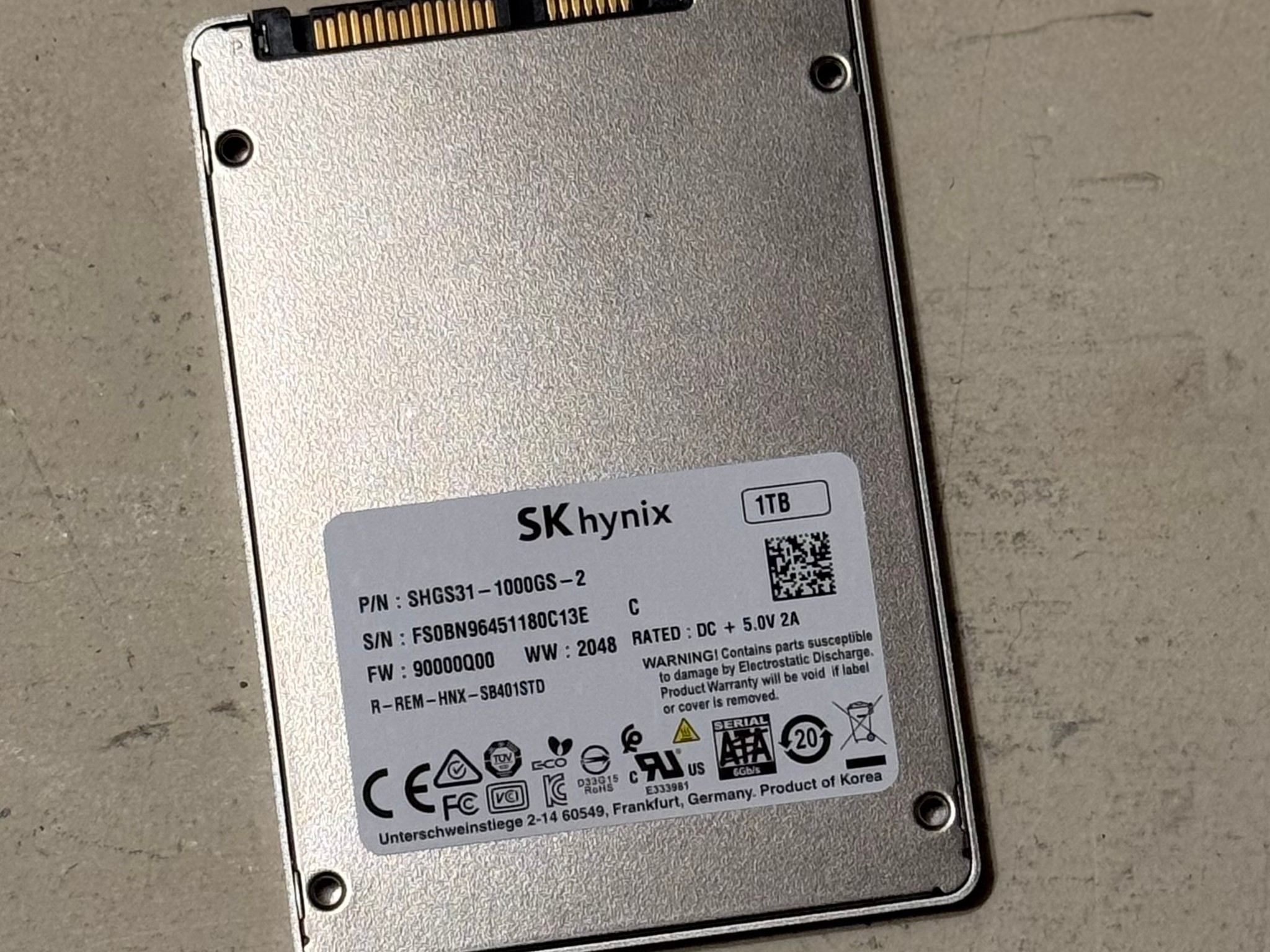SK Hynix 2.5" Gold S31 1TB SATA III SSD 6Gbps SSD SHGS31-1000GS-2