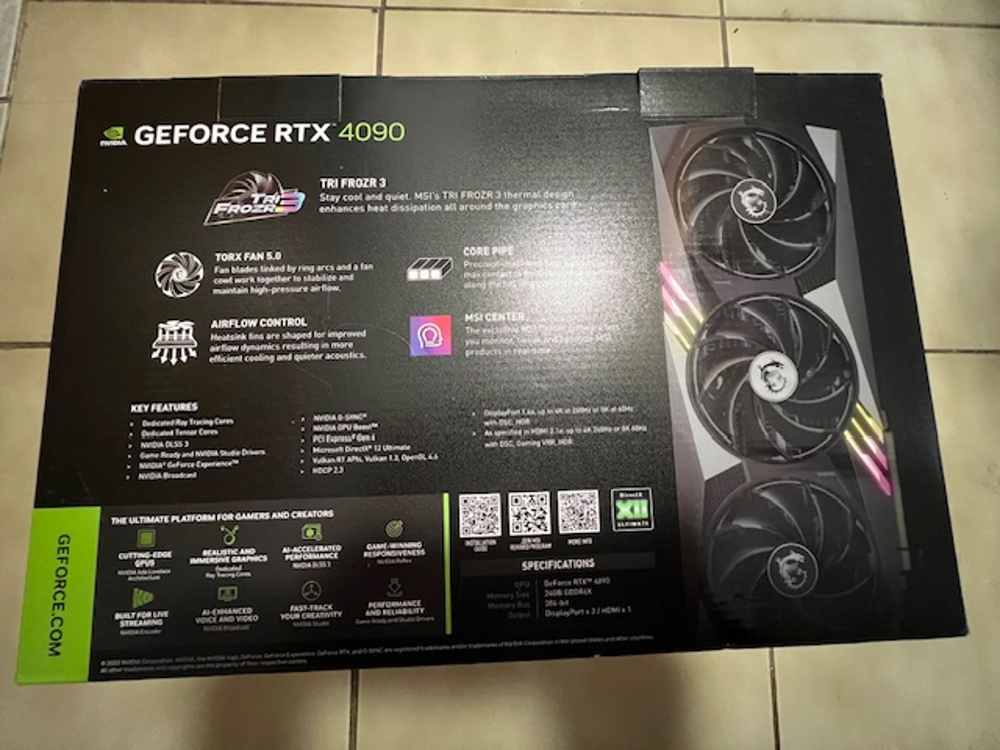 MSI NVIDIA GeForce RTX 4090 Gaming X Trio Triple Fan 24 GB GDDR6X PCIe 4.0 Graphics Card