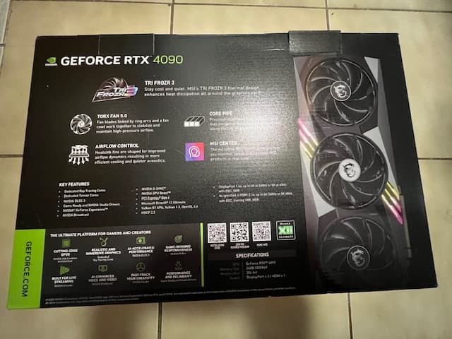 MSI NVIDIA GeForce RTX 4090 Gaming X Trio Triple Fan 24 GB GDDR6X PCIe 4.0 Graphics Card