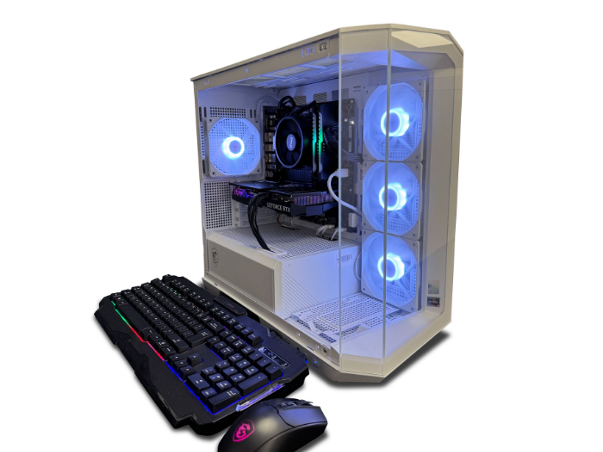 NSX Gaming AMD Ryzen 5 5600X, RTX 4060, 32GB RGB RAM, 1TB NVMe SSD, 650W PSU, WiFi – White Case