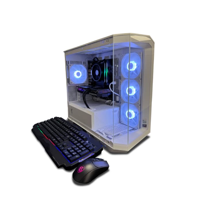 NSX Gaming AMD Ryzen 5 5600X, RTX 4060, 32GB RGB RAM, 1TB NVMe SSD, 650W PSU, WiFi – White Case
