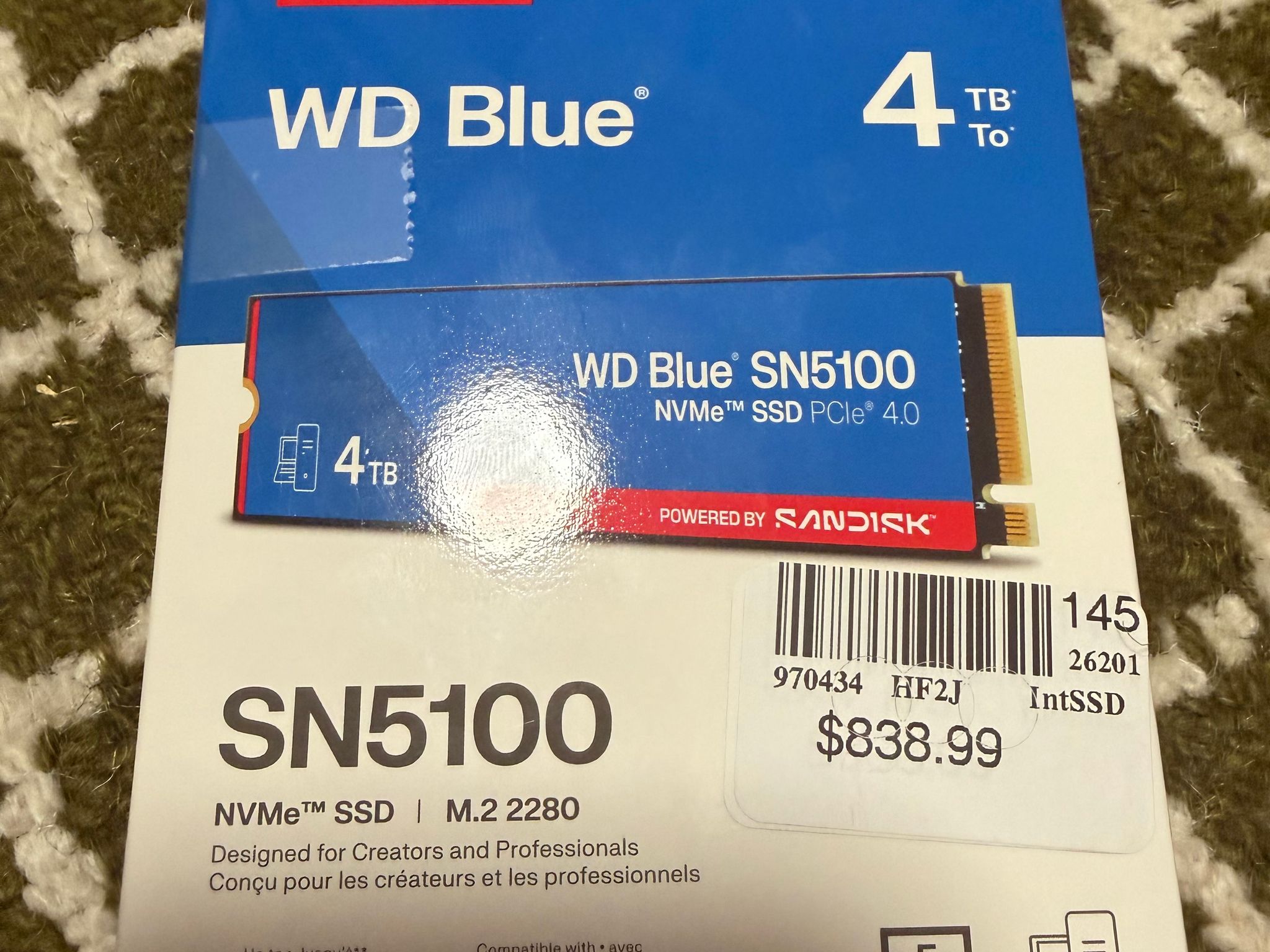WD Blue SN5100 4TB 3D QLC NAND PCIe Gen 4 x4 NVMe M.2 Internal SSD