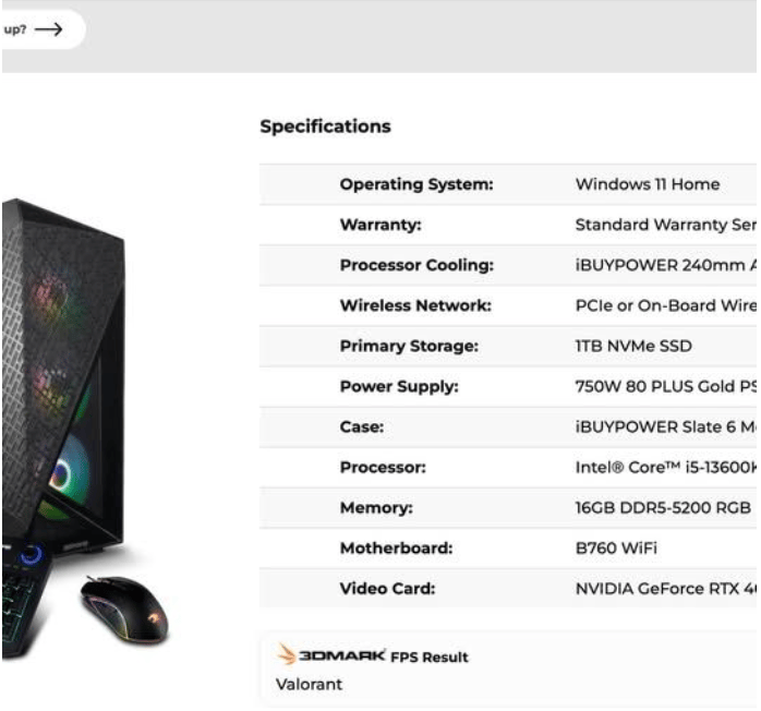 iBUYPOWER Barebone PC Gaming Combo (Case + B760 DDR5 Motherboard + 750W PSU + AIO)