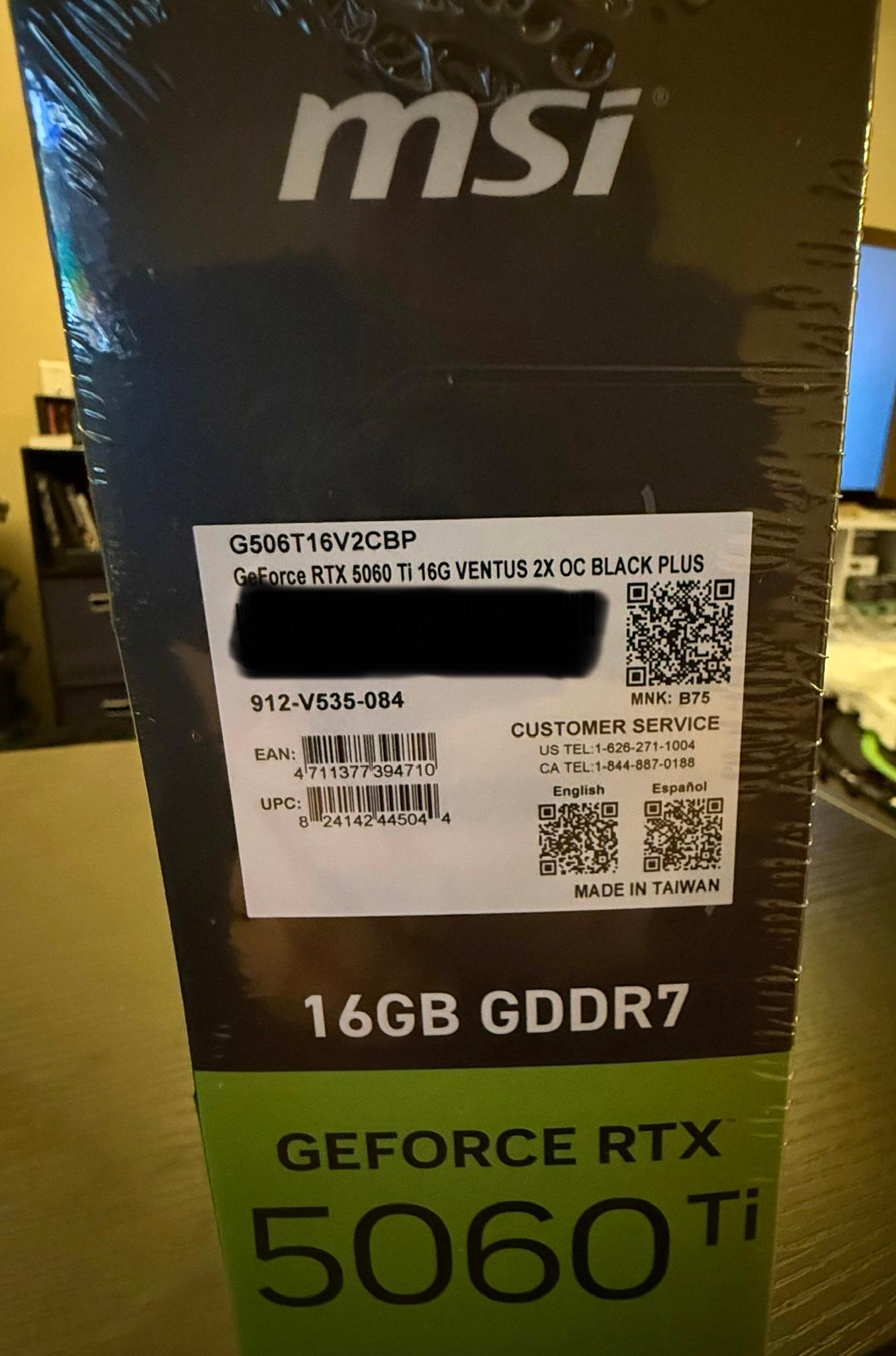 AMD 5800X3D, MSI 5060 TI 16GB (new), 64GB DDR4, EVGA 1000W PSU, 1TB Samsung 970 SSD, Windows 11 Home