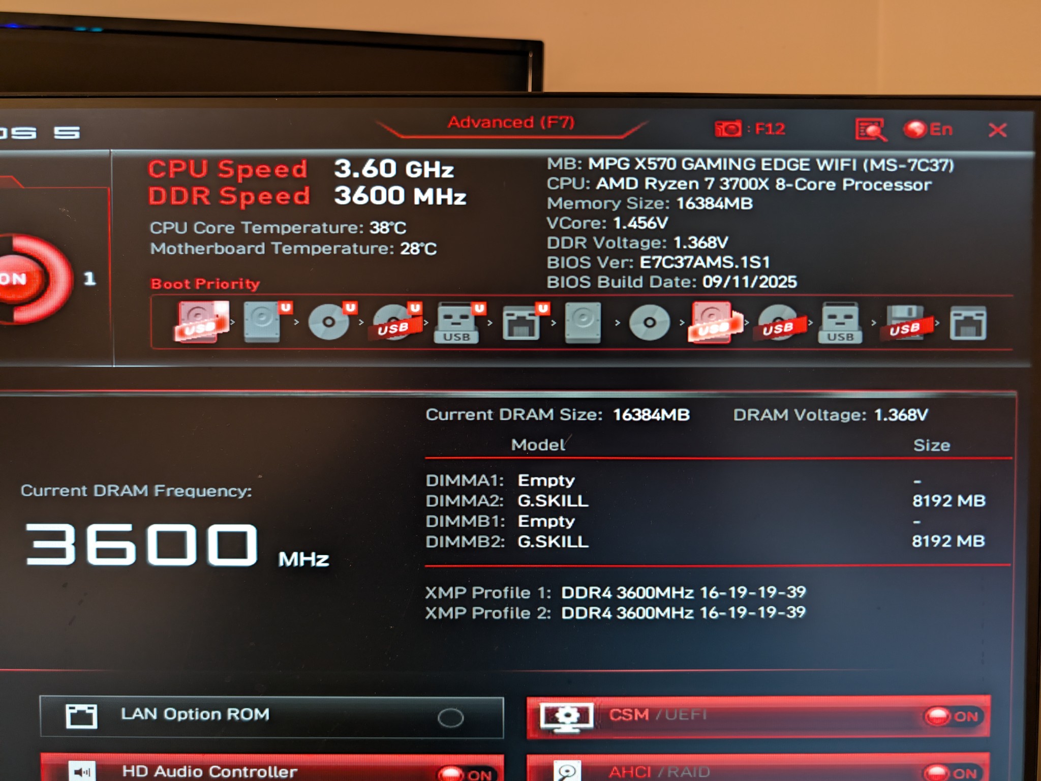 [RGB COMBO] MSI MPG X570 Gaming Edge WIFI + Ryzen 3700X + 16GB Trident Z Neo + BONUS USB-C Card