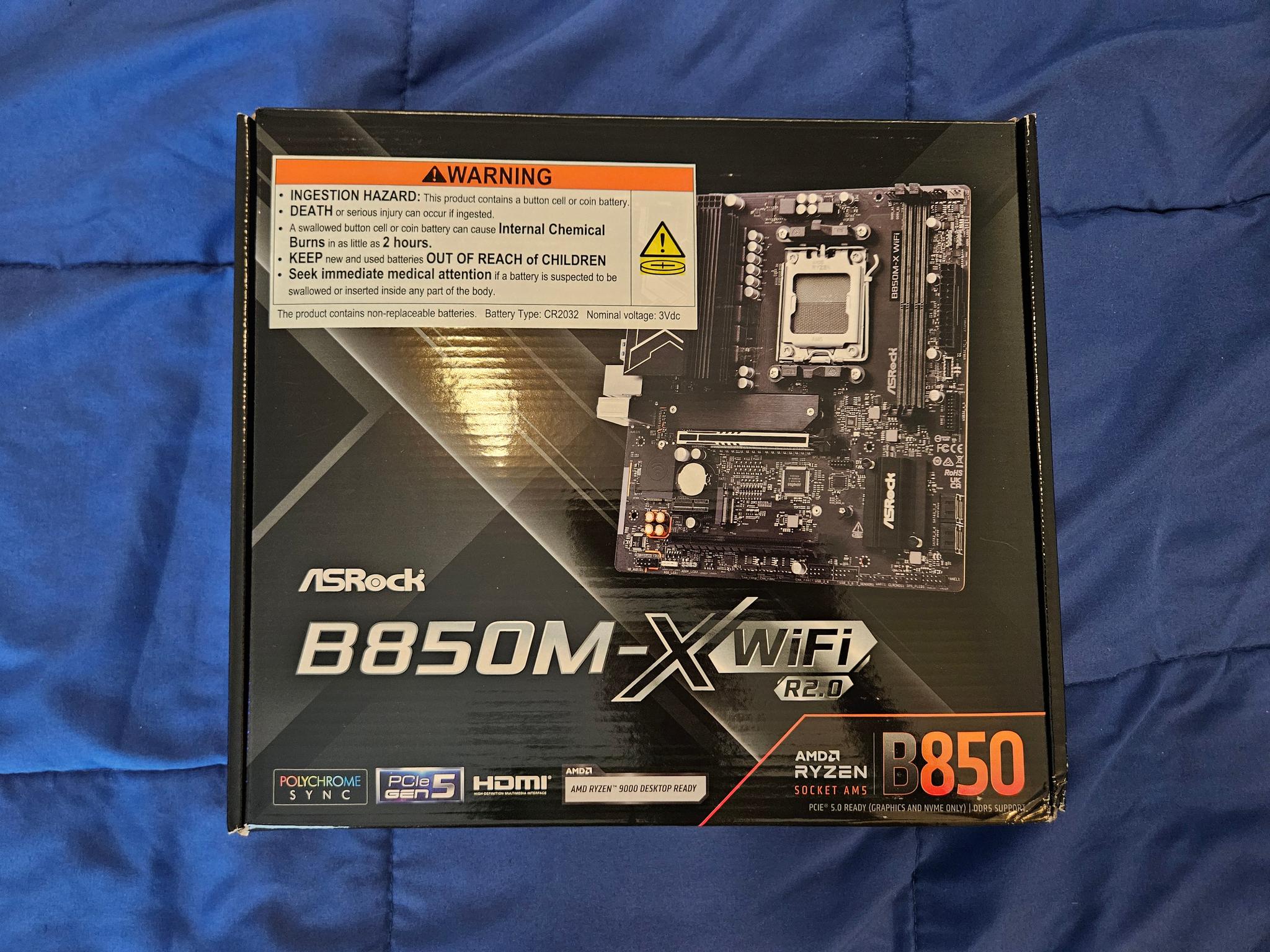 ASRock B850M-X WiFi R2.0 AM5 AMD B850 SATA 6Gb/s USB 3.2 Dual Graphics Outputs RGB Micro ATX