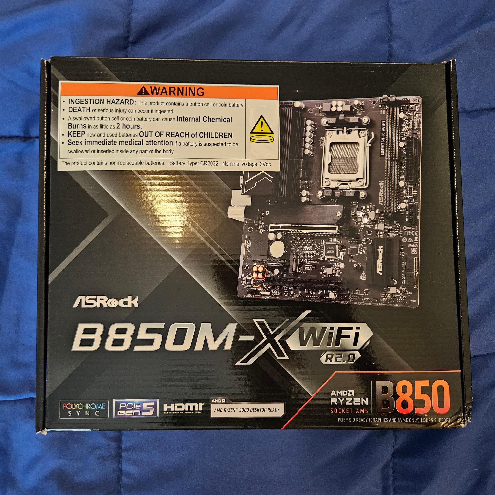 ASRock B850M-X WiFi R2.0 AM5 AMD B850 SATA 6Gb/s USB 3.2 Dual Graphics Outputs RGB Micro ATX