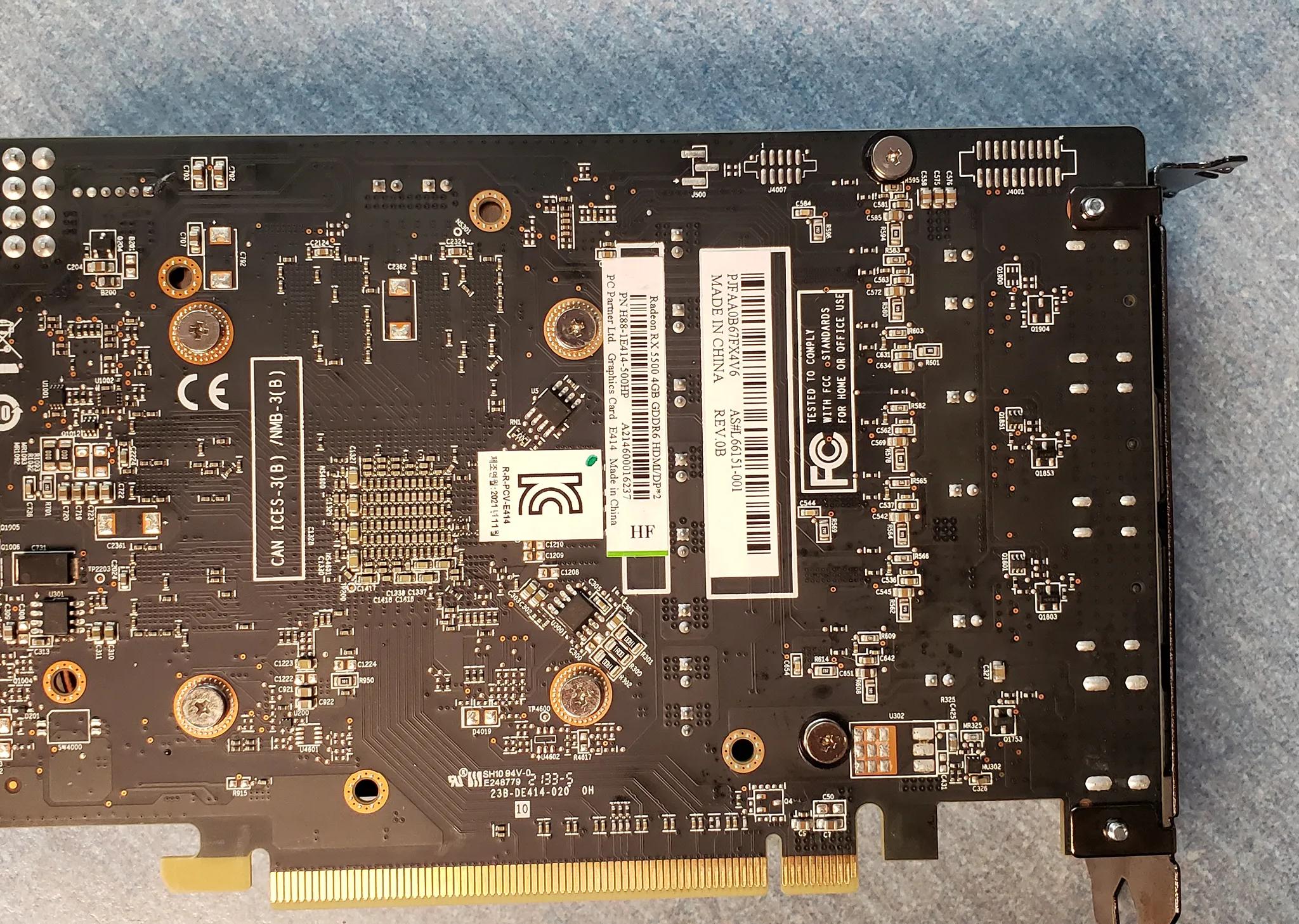 AMD RX 5500 graphics card with 4gb gddr6 memory.