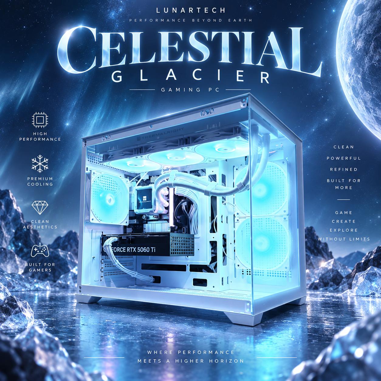 🌈"Celestial Glacier"⚪️ | 1440p Gaming + AI | RTX 5060 Ti 16GB | Ultra 7 265F | 16B DDR5 | 1TB SSD