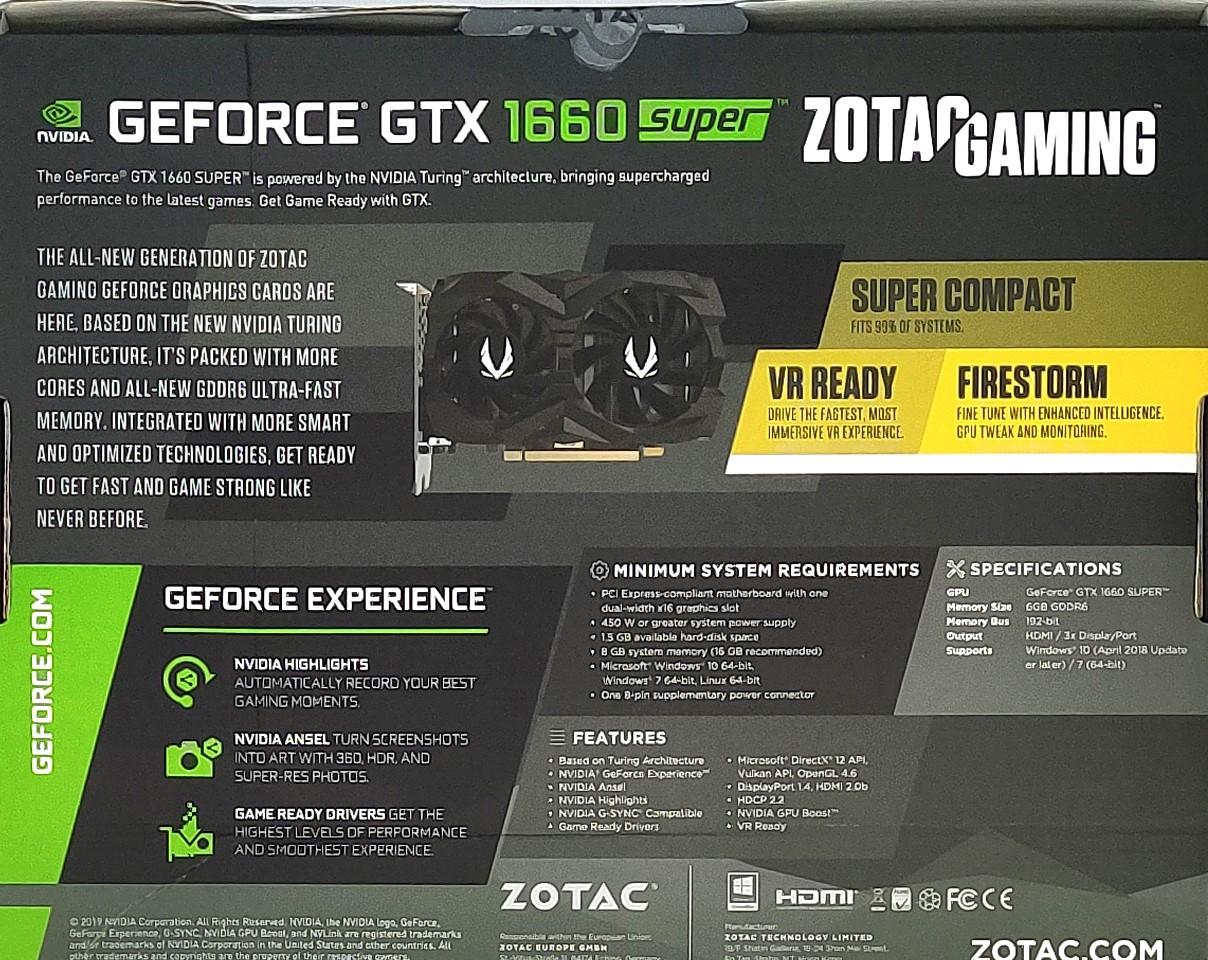 Zotac Gaming Geforce 1660 Super