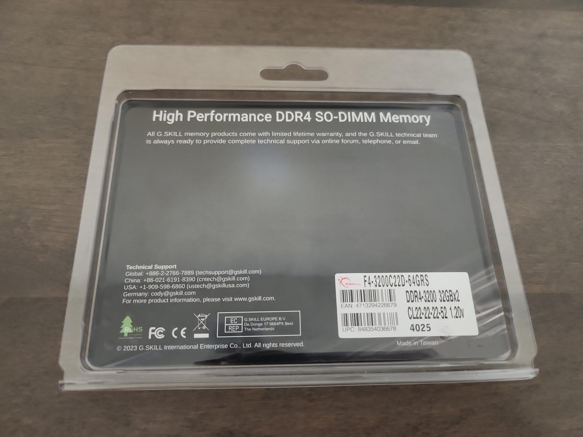 G.Skill 64GB (32x2) 3200 DDR4 SODIMM Laptop Ram