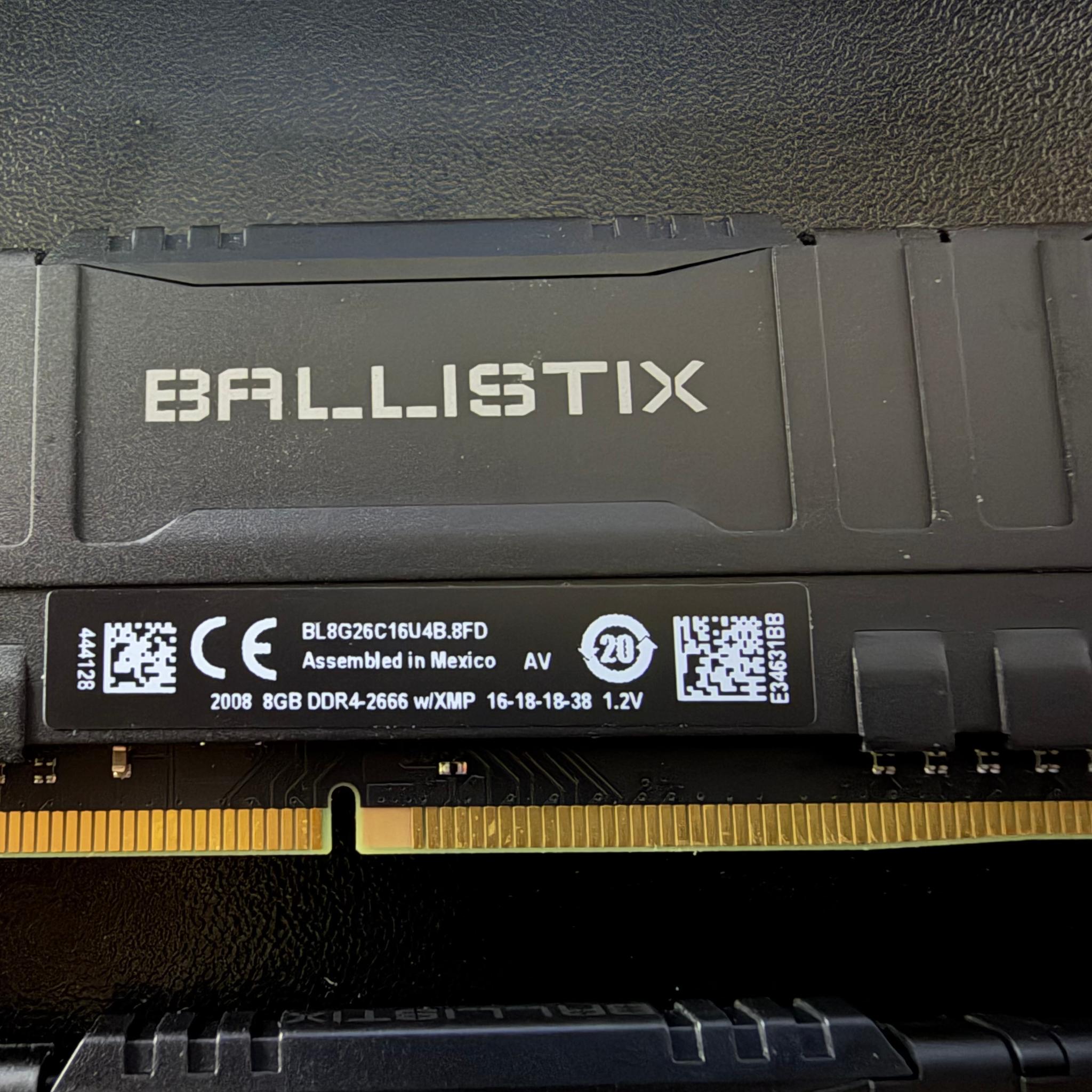 Used Crucial Ballistix 16GB (2x8GB) PC4-21300 DDR4-2666MHz