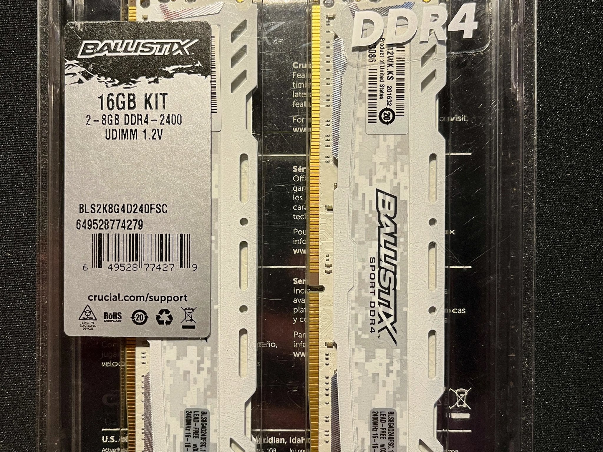 Crucial Ballistix Sport LT 16 GB (2 x 8 GB) DDR4 2400 MHz CL16 Memory