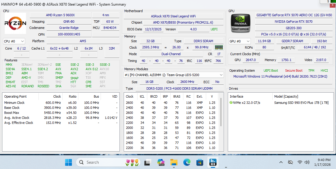 9600x+5070 Fractal North White Build for 1440P/4K gaming