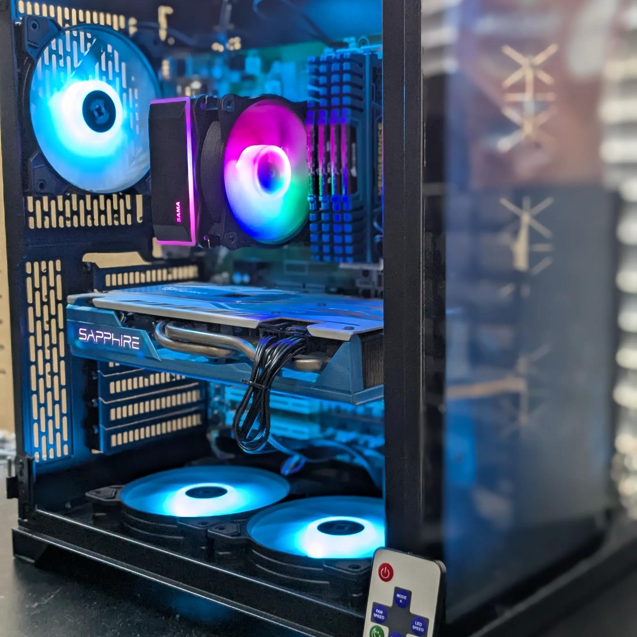 Cyan Obelisk | Marvel Rivals Ready | i7-4790, 16GB RAM, RX 580 8GB, 500GB SSD, Win10, RGB, Wifi