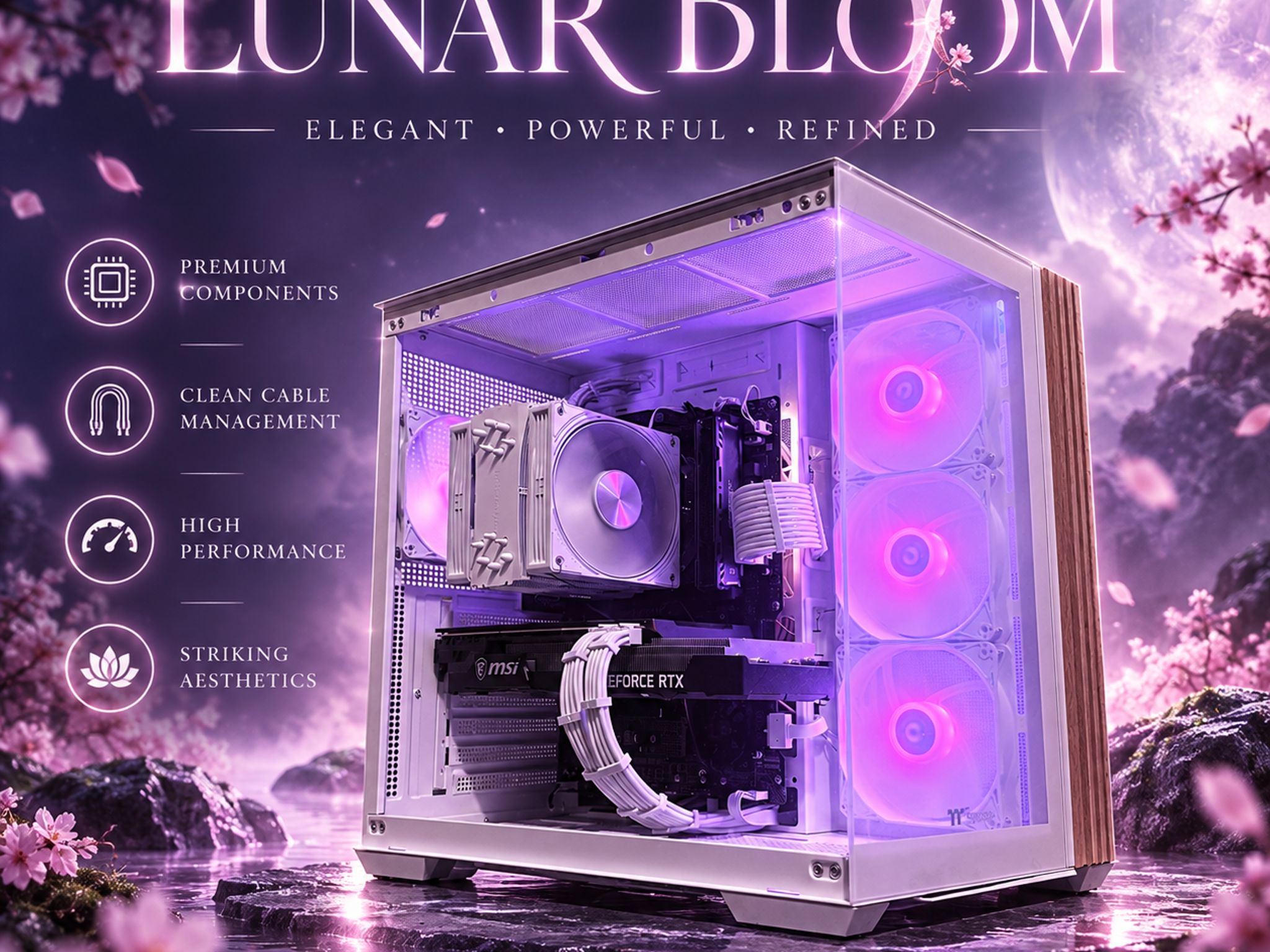 🌸"Lunar Bloom"🌈 | 1440p Gaming | RTX 3070i | Ryzen 7 5800X | 32GB Ram | 1TB SSD | Free Shipping